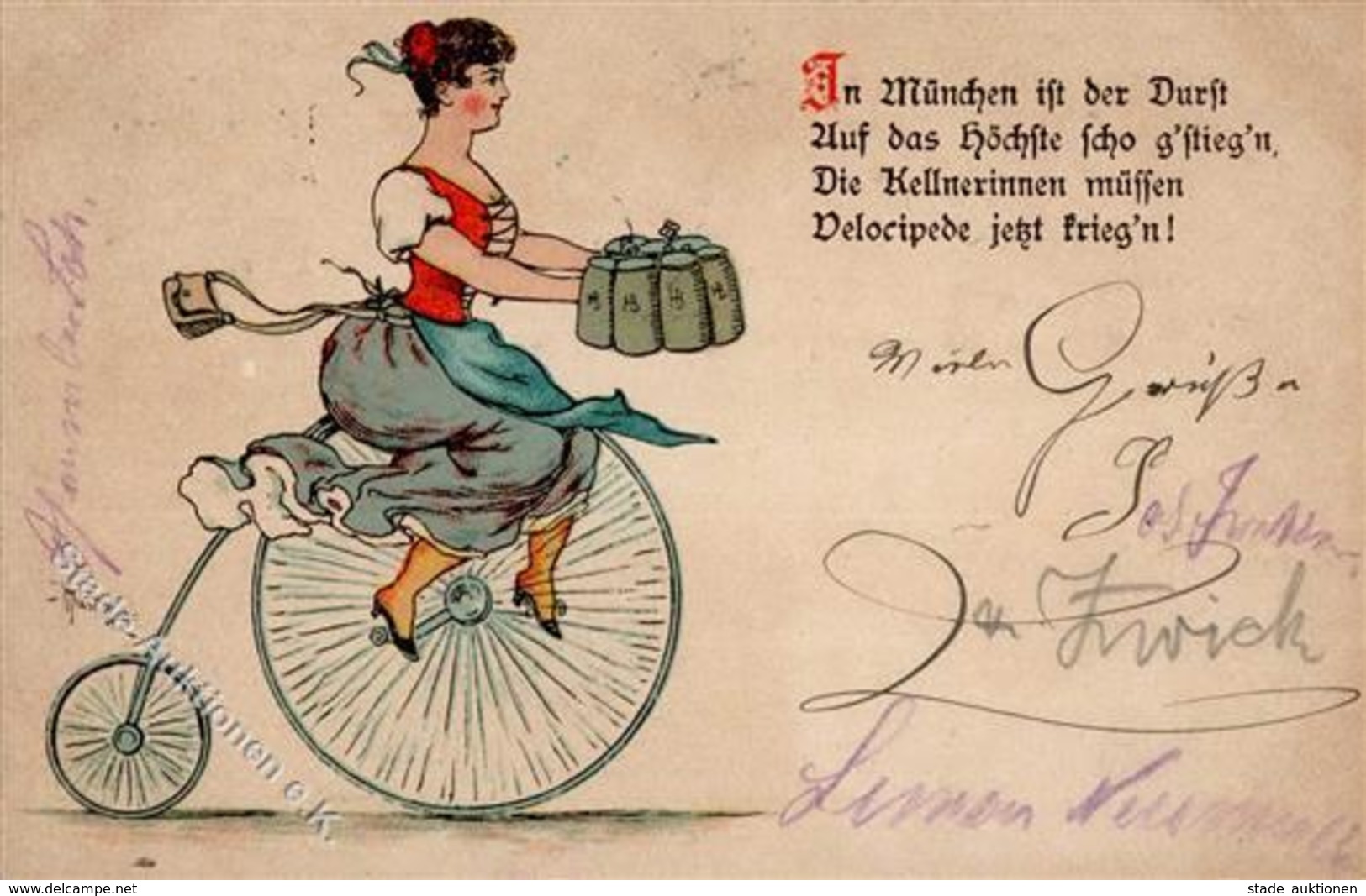 Fahrrad Bier  Vorläufer 1896 I-II (fleckig) Cycles Bière - Treni