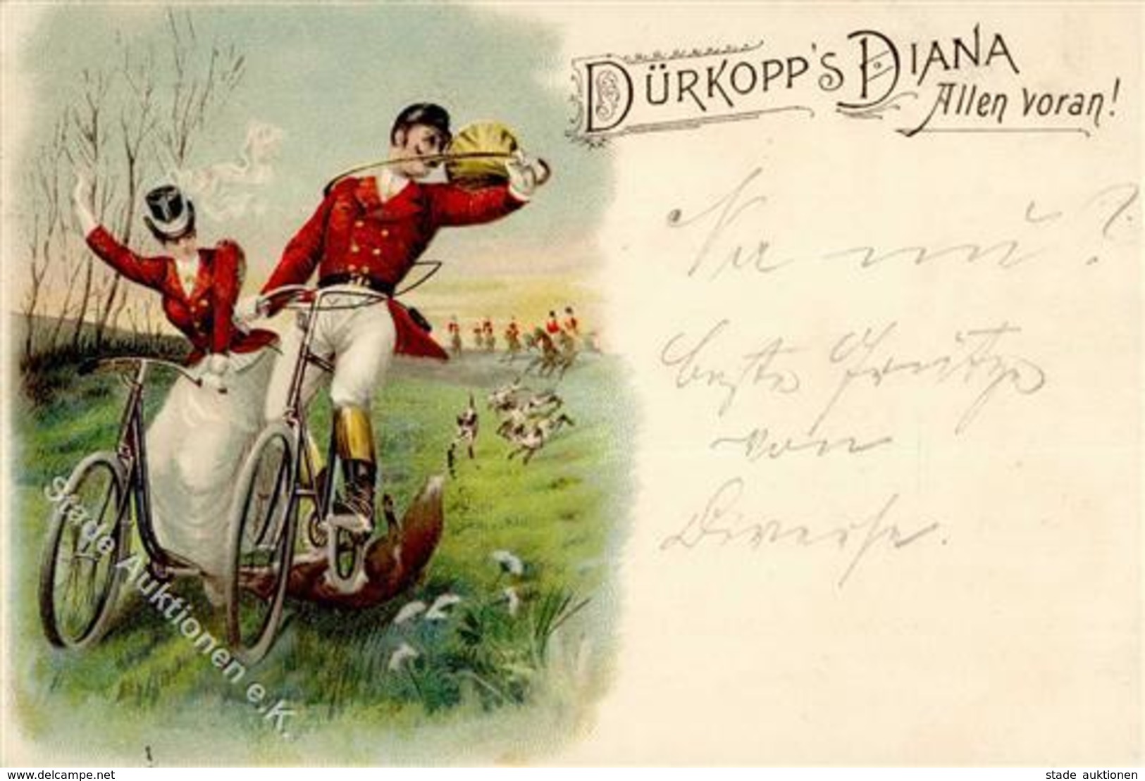 Fahrrad Dürkopp's Diana Lithographie 1899 I-II Cycles - Trains