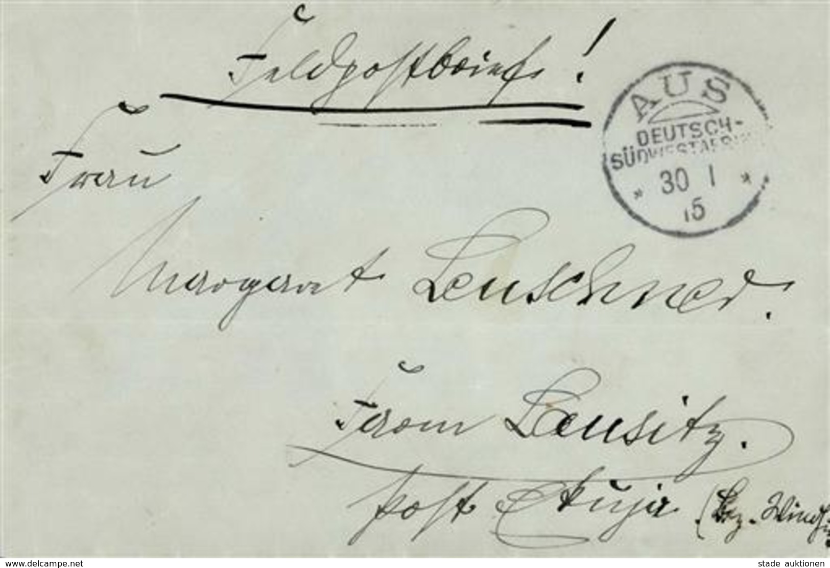 Kolonien Deutsch-Südwestafrika Feldpost Briefstück Stpl. Aus 30.1.15 I-II Colonies - Afrique