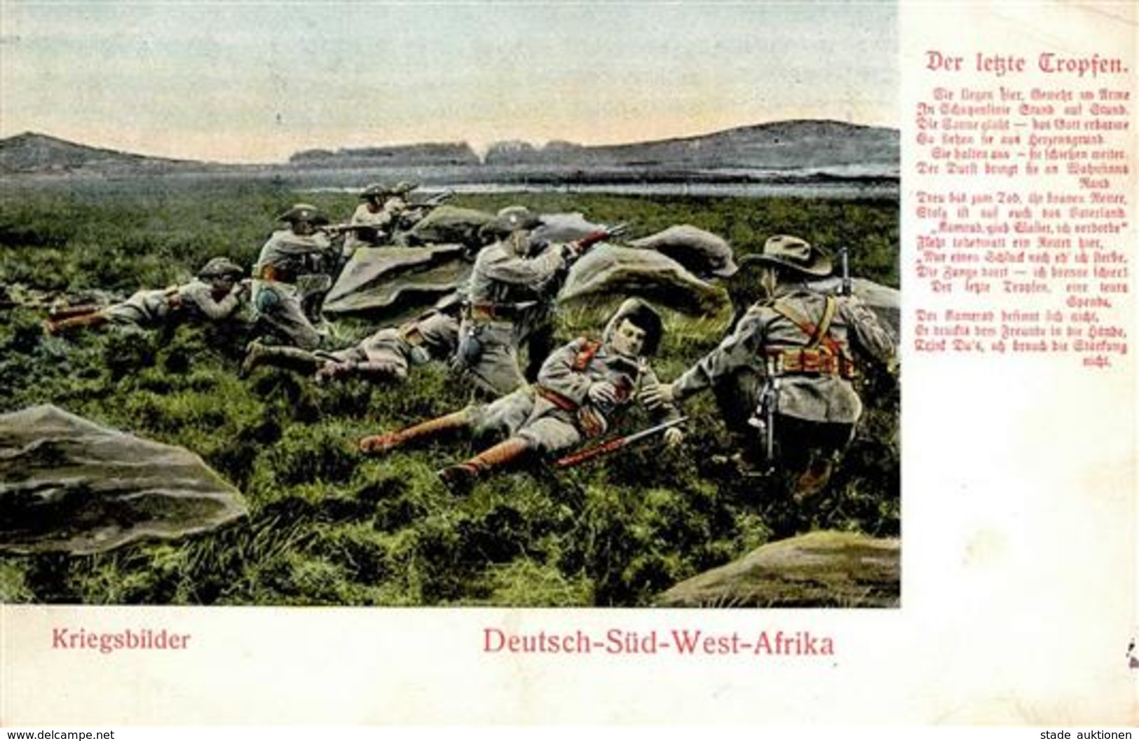 Kolonien Deutsch-Südwestafrika Kriegsbilder Der Letzte Tropfen Stpl. Windhuk 10.6.12 I-II Colonies - Afrique