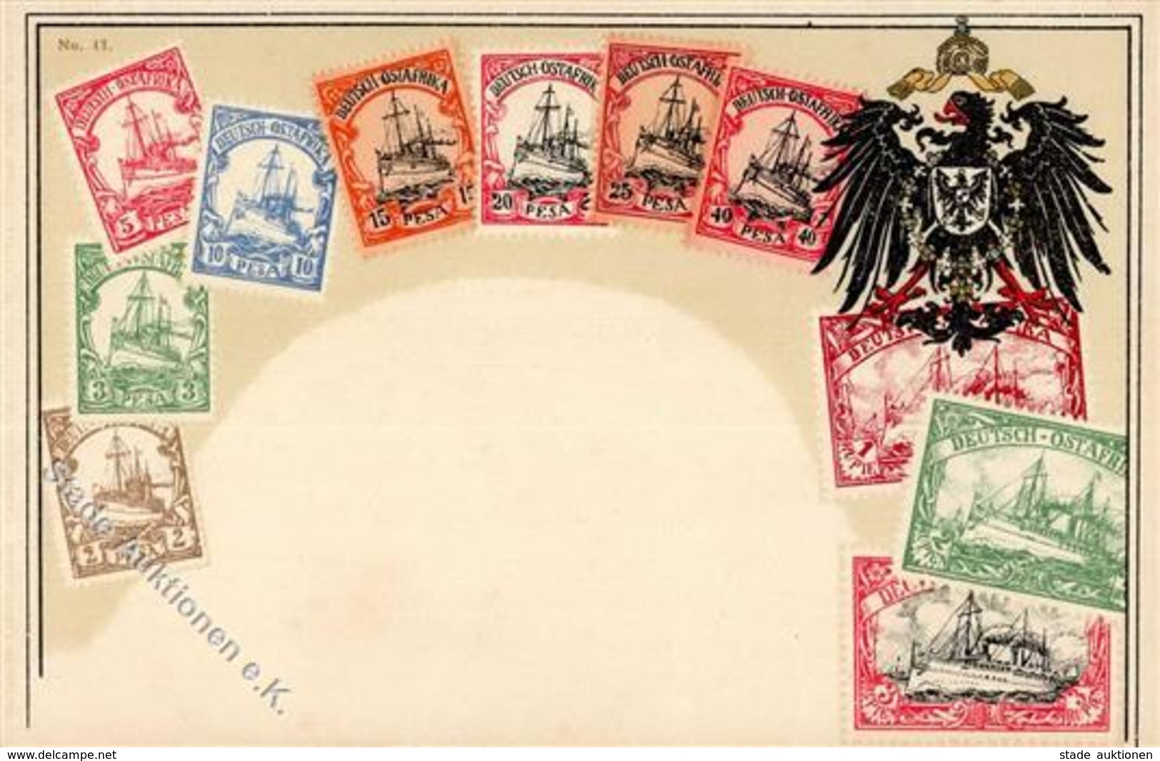 Kolonien Deutsch Ostafrika AK Mit 11 Aufgedruckten Briefmarken  I-II Colonies - Africa