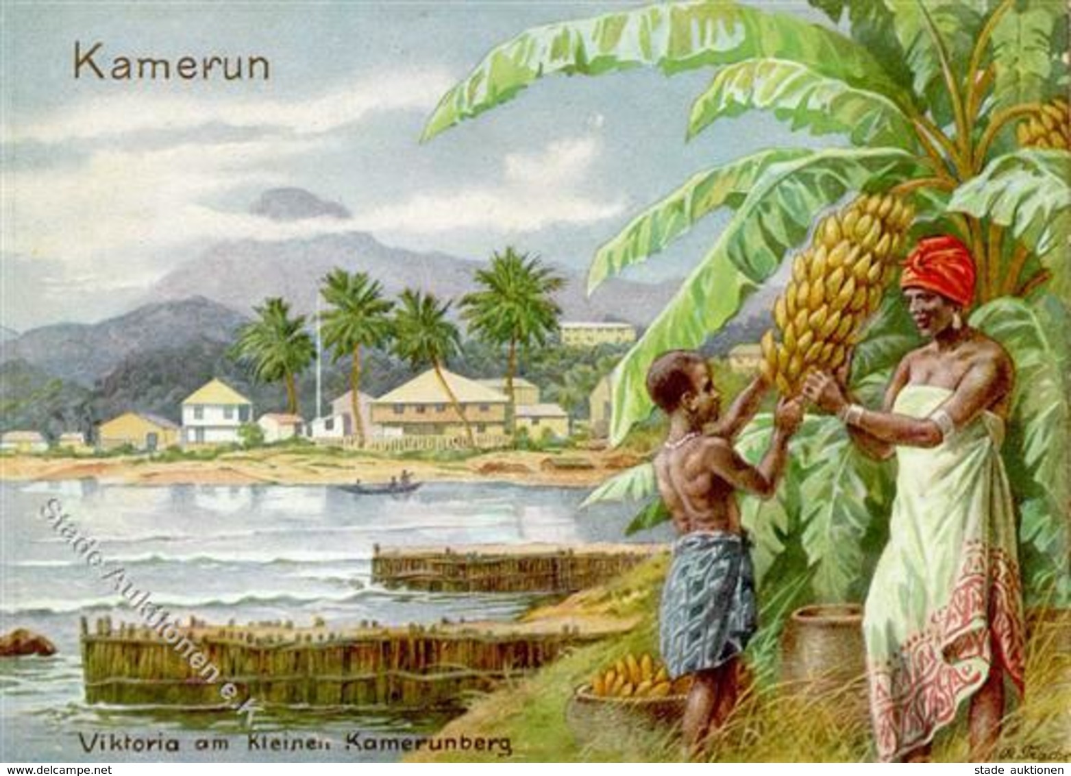 Kolonien Kamerun Viktoria Am Kleinen Kamerunberg Sign. Trache, R. Künstlerkarte I-II Colonies - Afrique