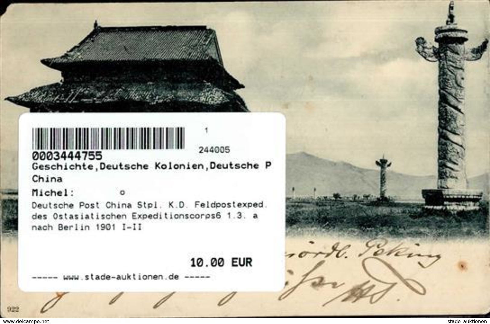 Deutsche Post China Stpl. K.D. Feldpostexped. Des Ostasiatischen Expeditionscorps 1.3. A Nach Berlin 1901 I-II - Unclassified