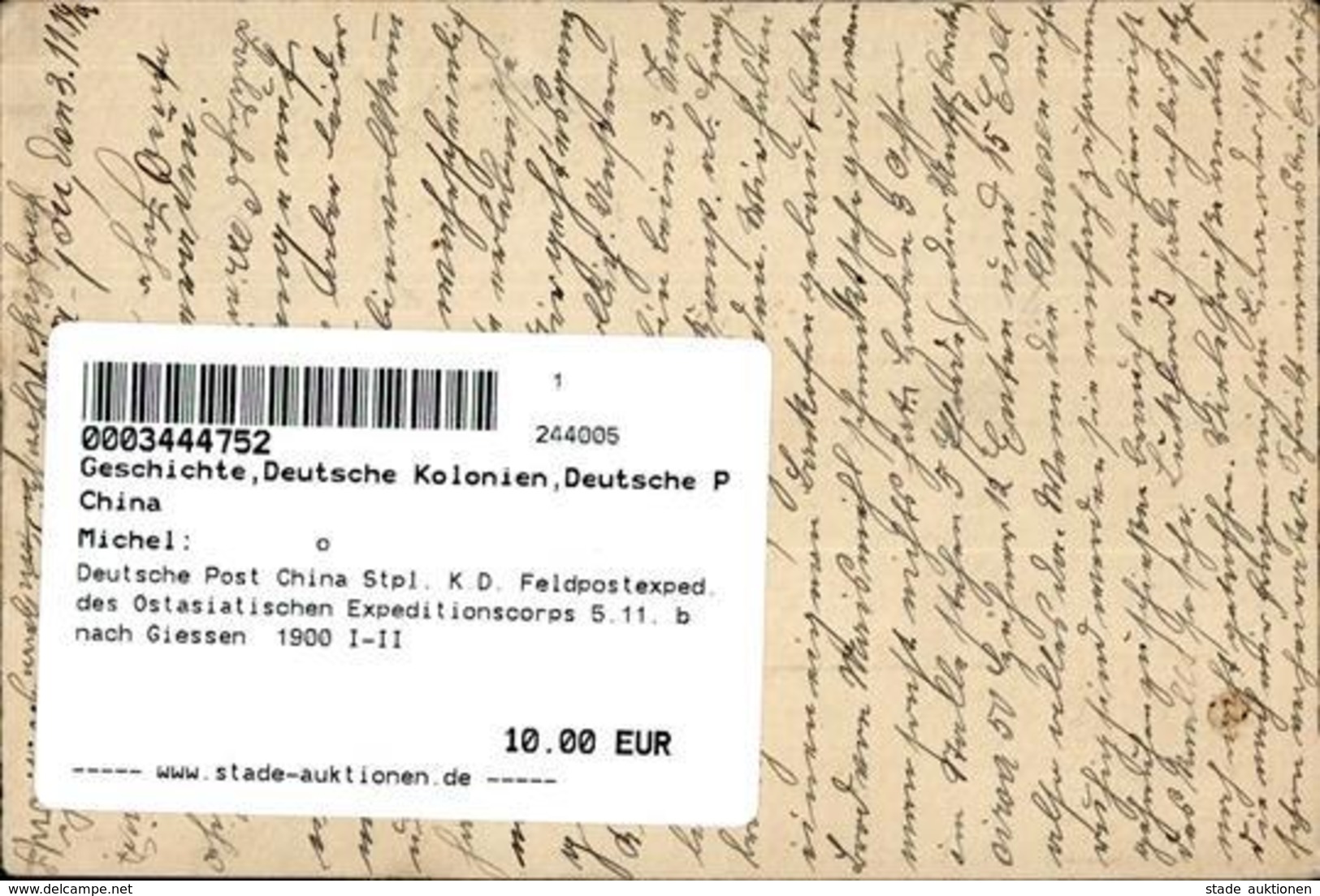 Deutsche Post China Stpl. K.D. Feldpostexped. Des Ostasiatischen Expeditionscorps 5.11. B Nach Giessen  1900 I-II - Ohne Zuordnung