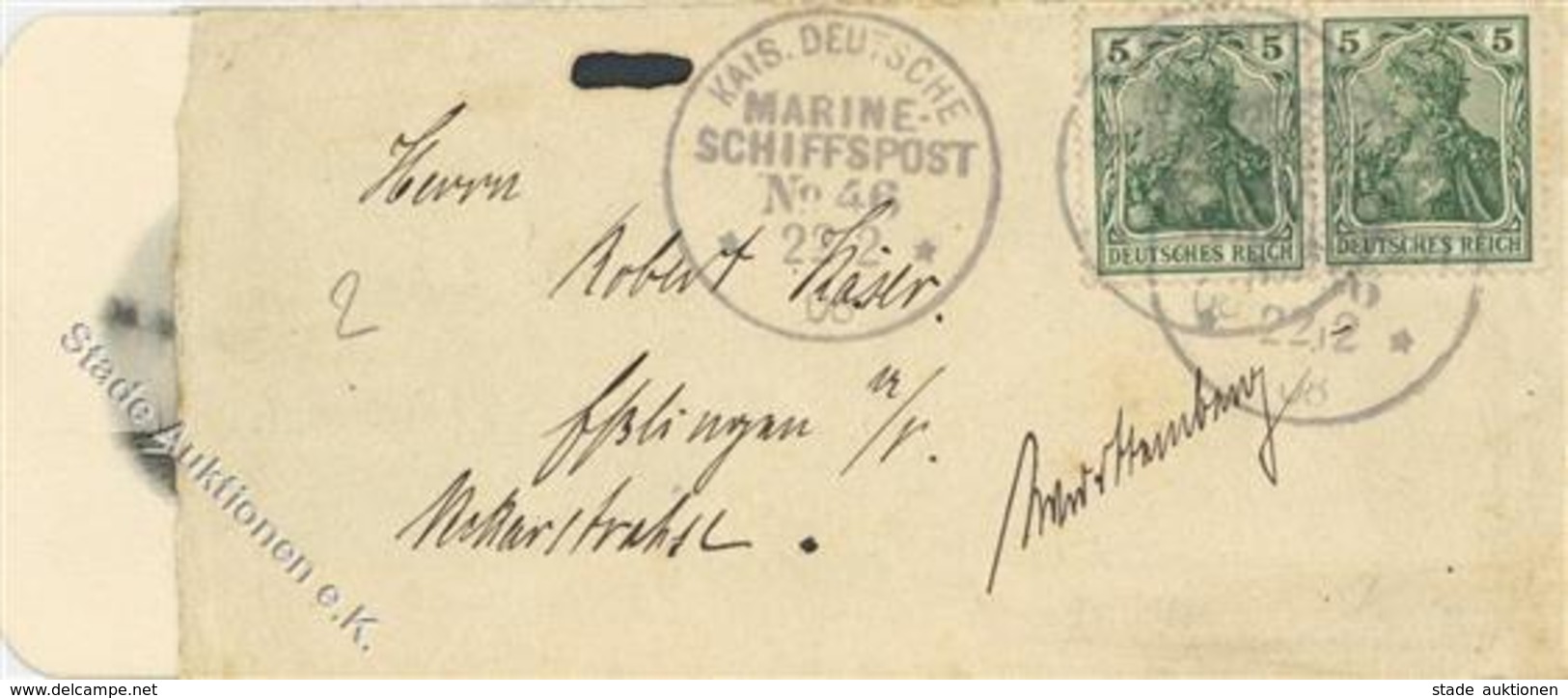 Deutsche Post Türkei SMS Hertha Stpl. Kais. Deutsche Marine Schiffspost No. 46 22.2.08 Umschlag Mit Karte I-II - Non Classés