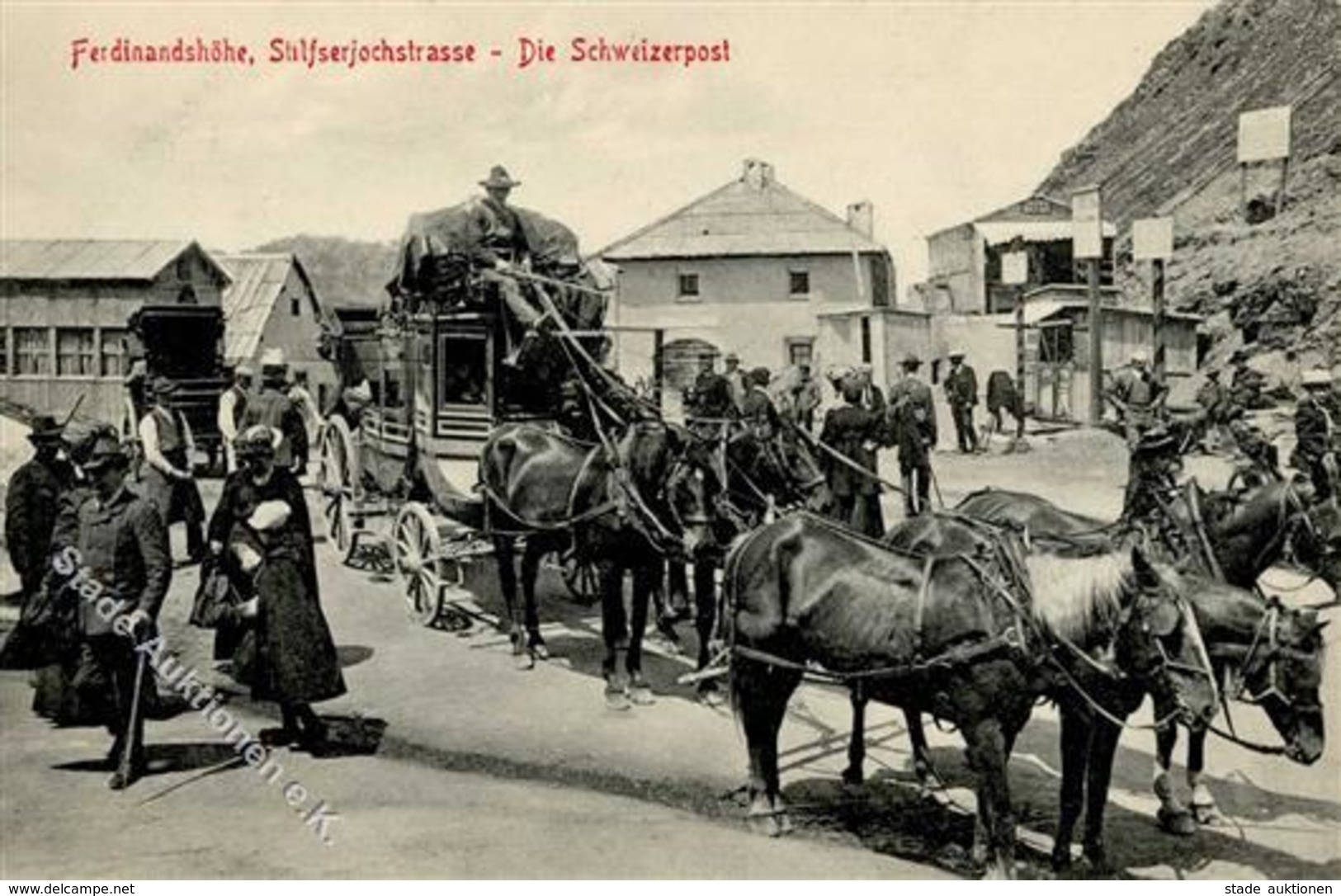 Postkutsche Schweiz Ferdinandshöhe  Schweiz Postkutsche Schweizer Post Stilfserjochstraße  I- - Briefmarken (Abbildungen)