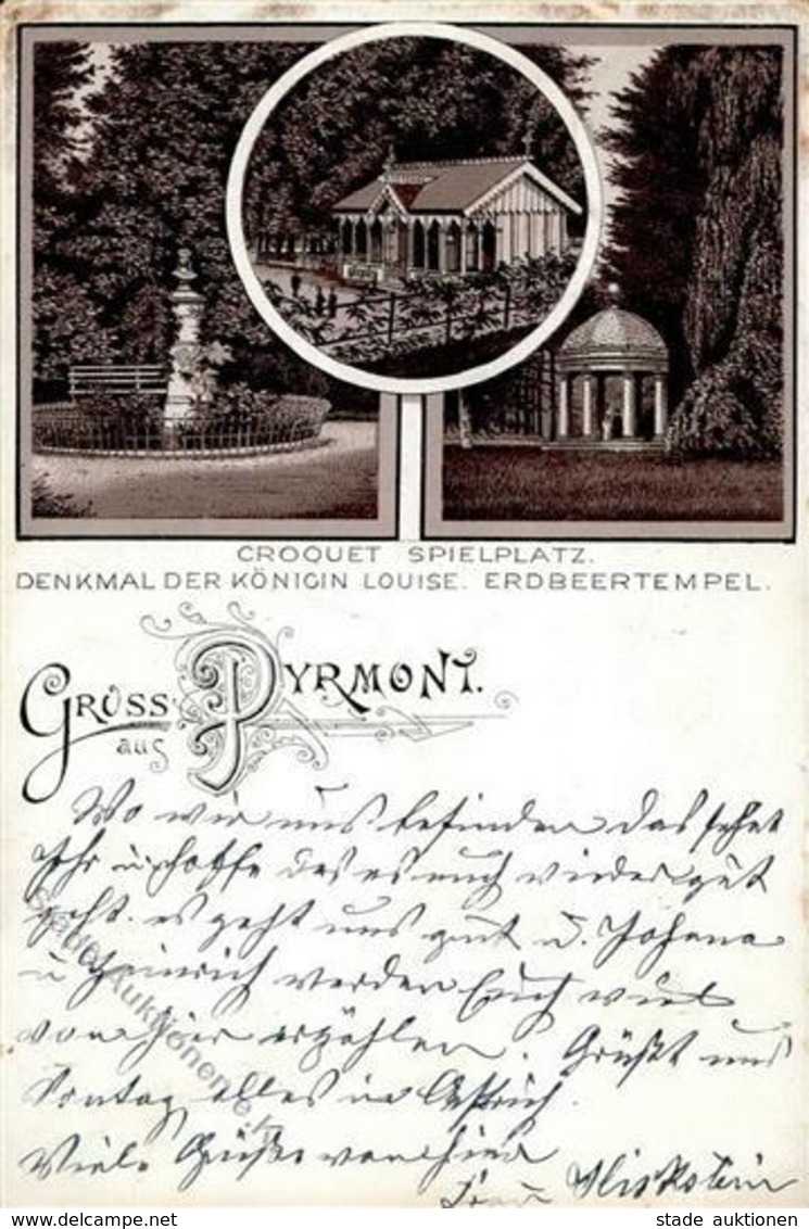Vorläufer Bad Pyrmont (3280) Croquet Spielplatz Denkmal Königin Louise Erdbeertempel 1893 I-II - Unclassified