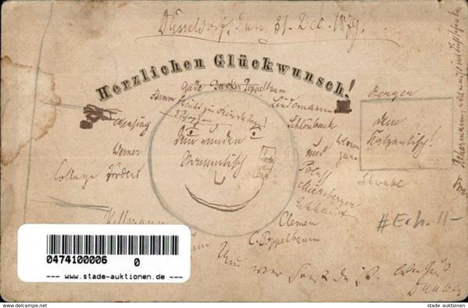 Vorläufer Düsseldorf (4000) Glückwunsch Wein  1879 II (fleckig) Vigne - Unclassified