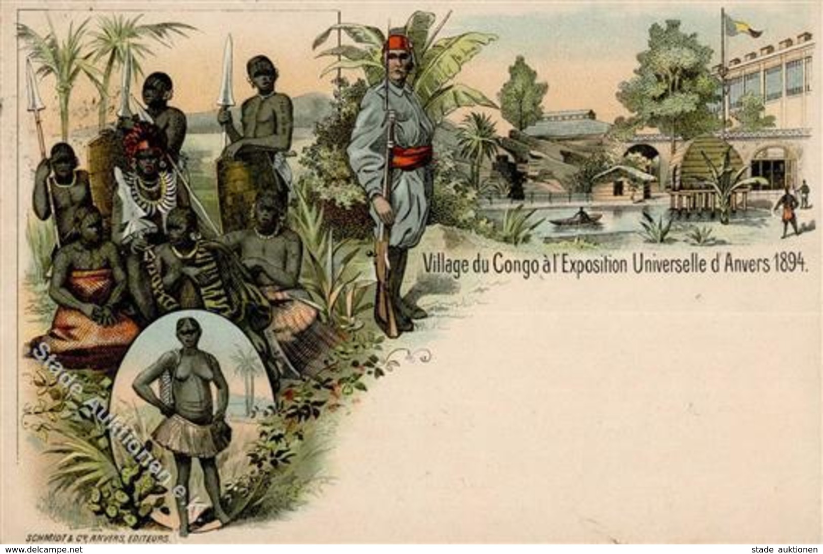 Vorläufer Kongo Afrikaner Lithographie 1894 II (kleiner Einriss) - Unclassified