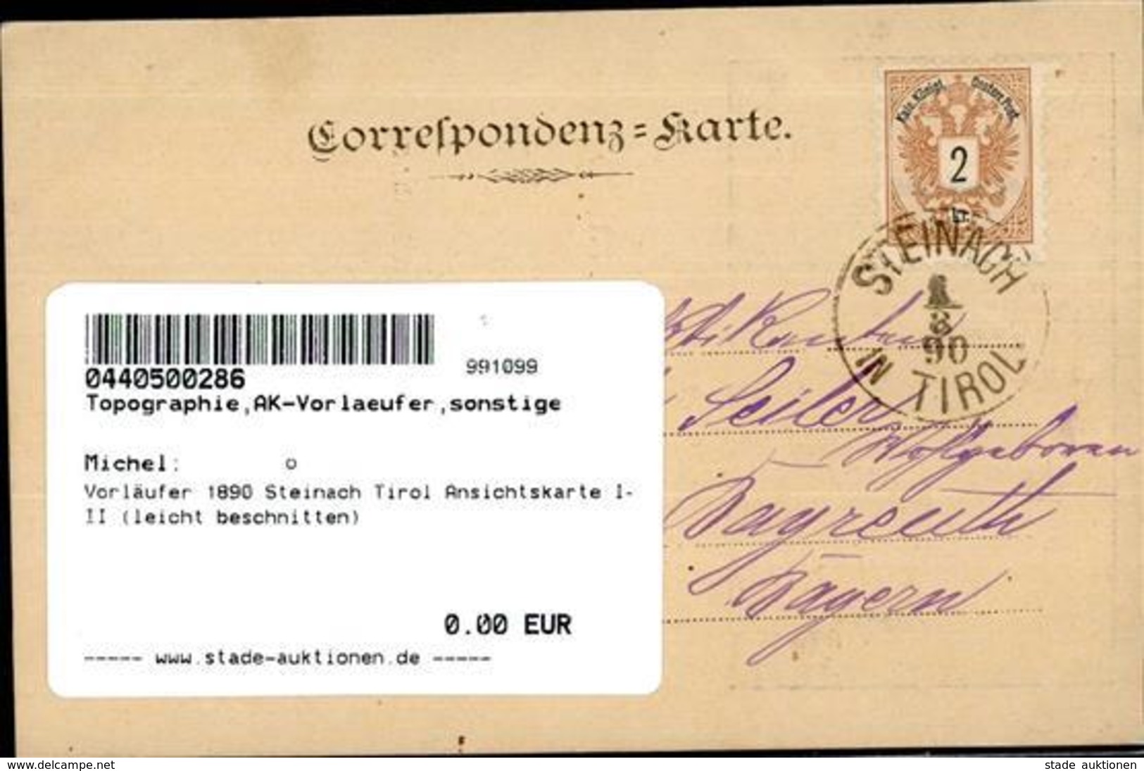 Vorläufer 1890 Steinach Tirol Ansichtskarte I-II (leicht Beschnitten) - Ohne Zuordnung