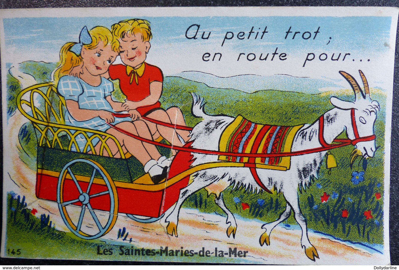 Carte Humour à Système 13 Au Petit Trot En Route Pour Les SAINTES MARIES DE LA MER  " Bouches Du Rhone Attelage Chevre - Mechanical