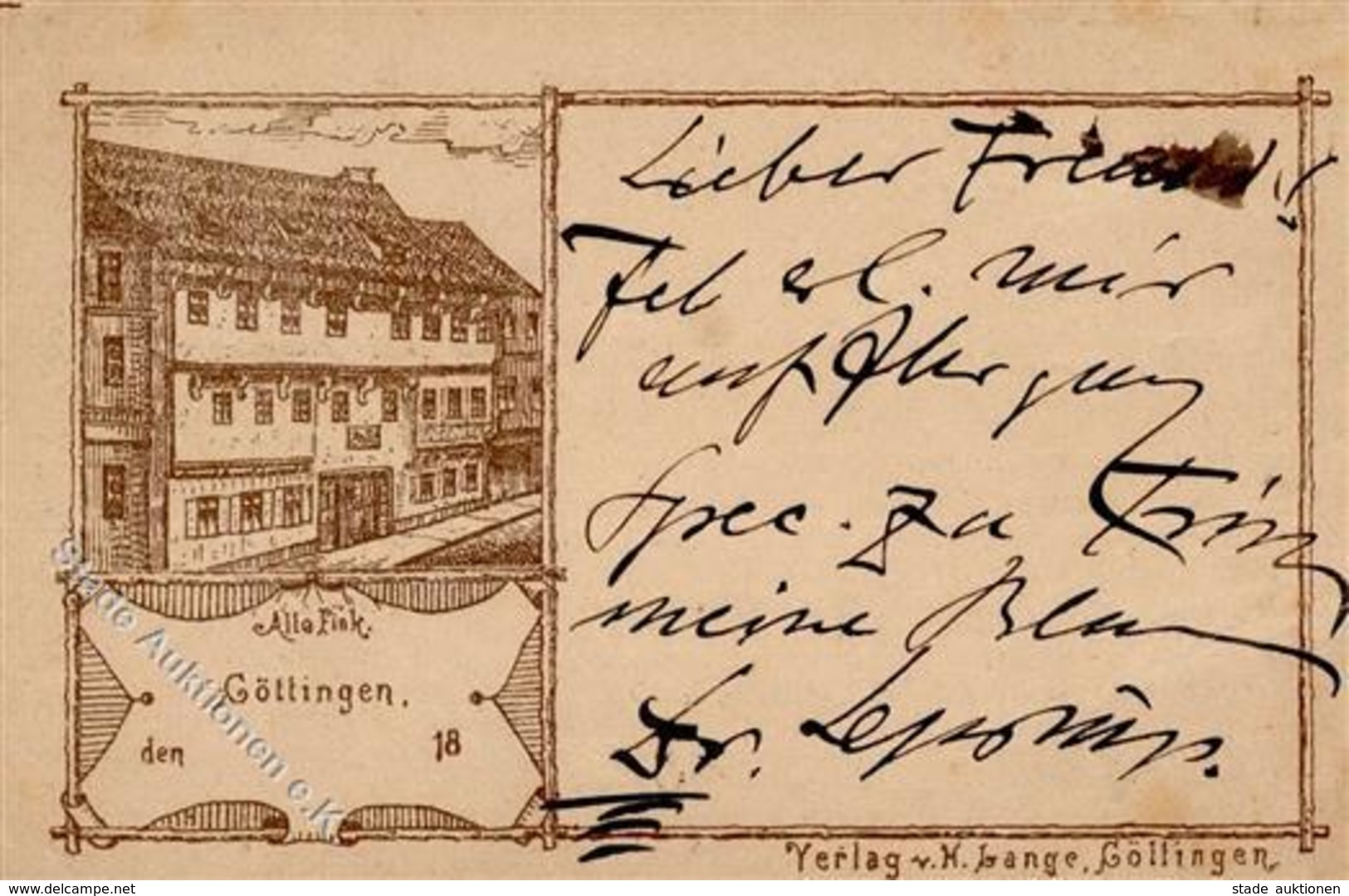 Vorläufer GÖTTINGEN H. Lange Sehr Frühe Ak Vermutlich 70er Jahre, Gelaufen 1880 II (eckbug) R!R! - Unclassified