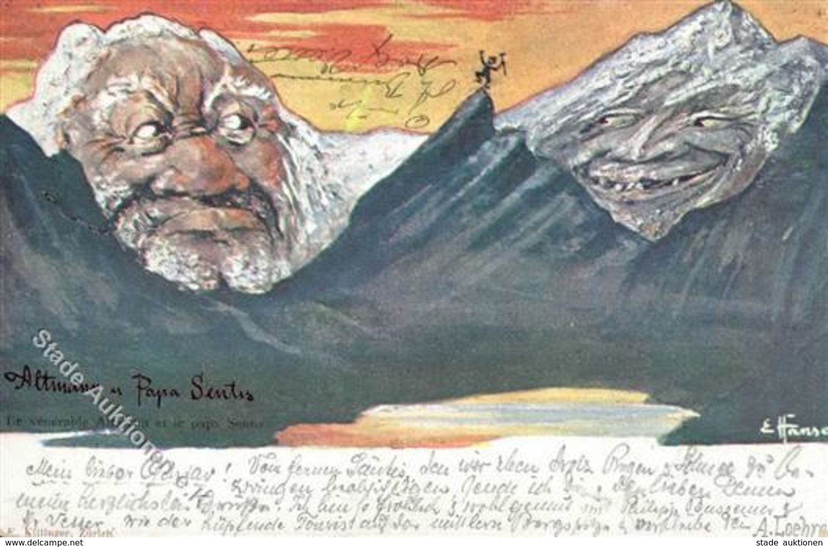 Berggesicht Sign. Hansen Altmann U. Papa Sentis Künstlerkarte 1897 I-II - Contes, Fables & Légendes