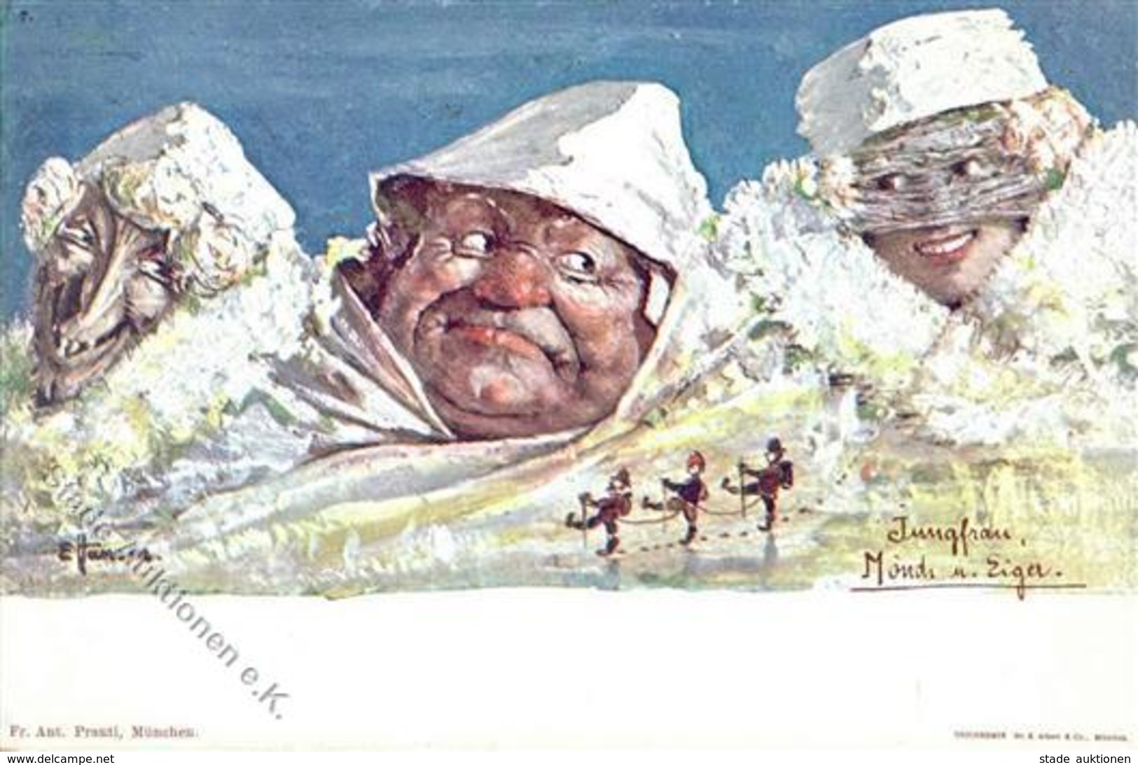 Berggesicht Sign. Hansen Jungfrau Mönch U. Eiger Künstlerkarte I-II - Fairy Tales, Popular Stories & Legends