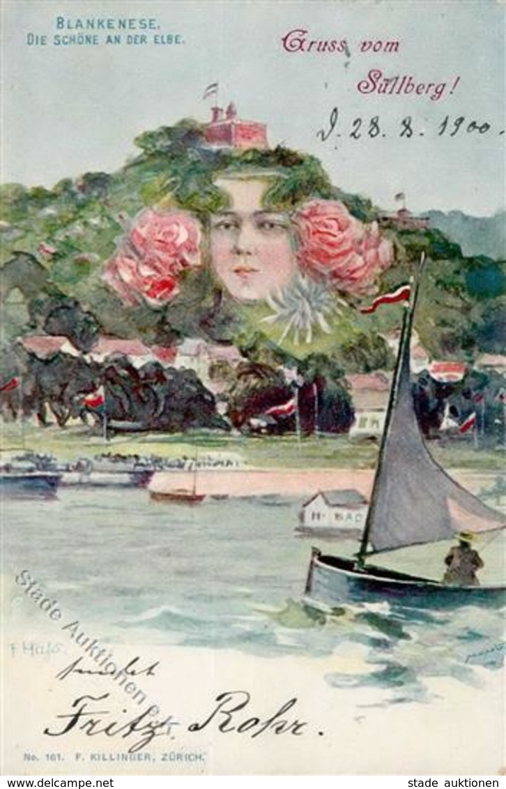 Berggesicht Blankenese Die Schöne An Der Elbe Sign. Hass, F. Künstlerkarte 1900 I-II - Märchen, Sagen & Legenden