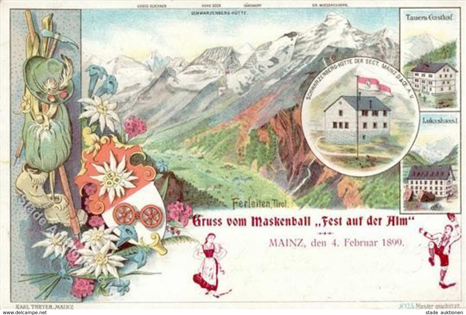 Berghütte Schwarzenberg Hütte Lithographie 1899 I-II Cabane - Contes, Fables & Légendes