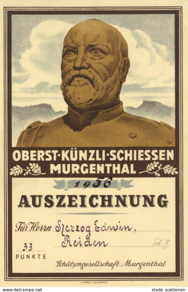 Schützen Murgenthal Schweiz Oberst Künzli Schießen Auszeichnung I-II - Tir (Armes)