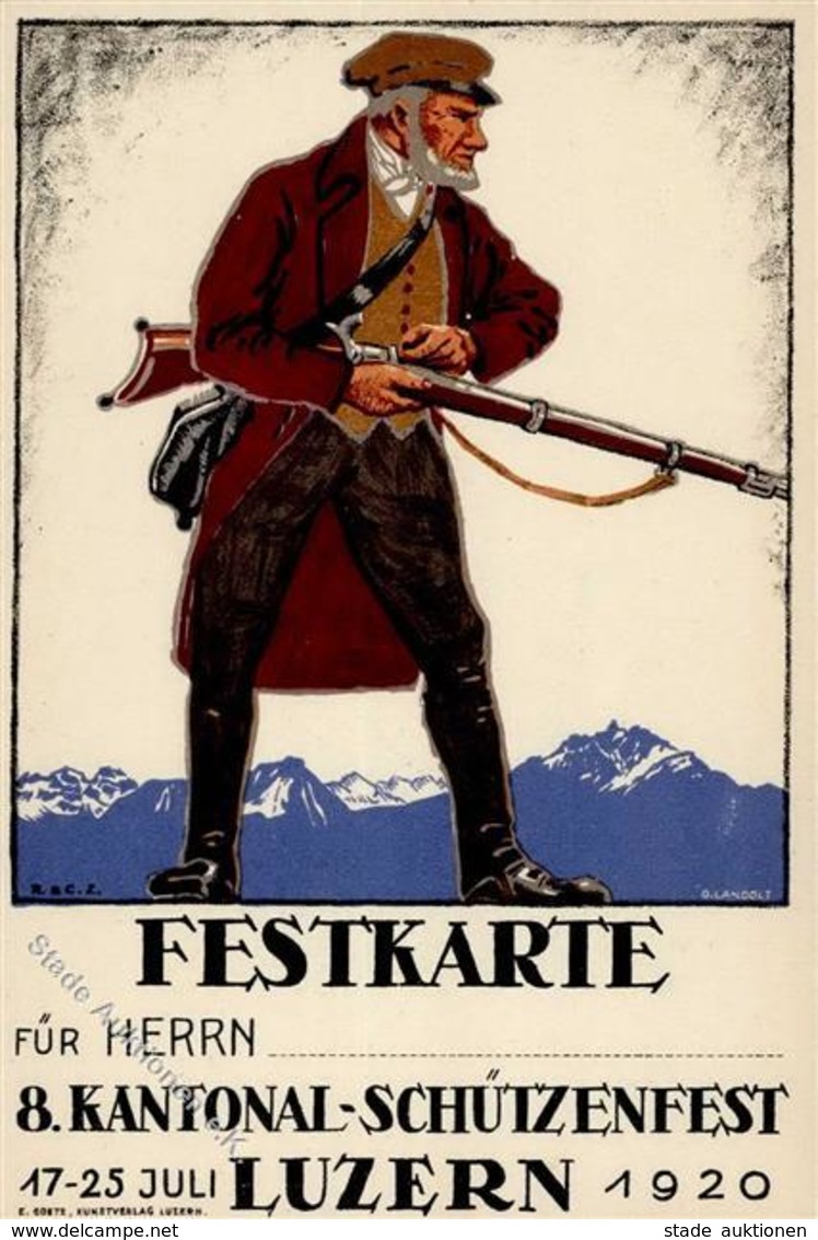 Schützenfest Luzern Schweiz Festkarte I-II - Waffenschiessen