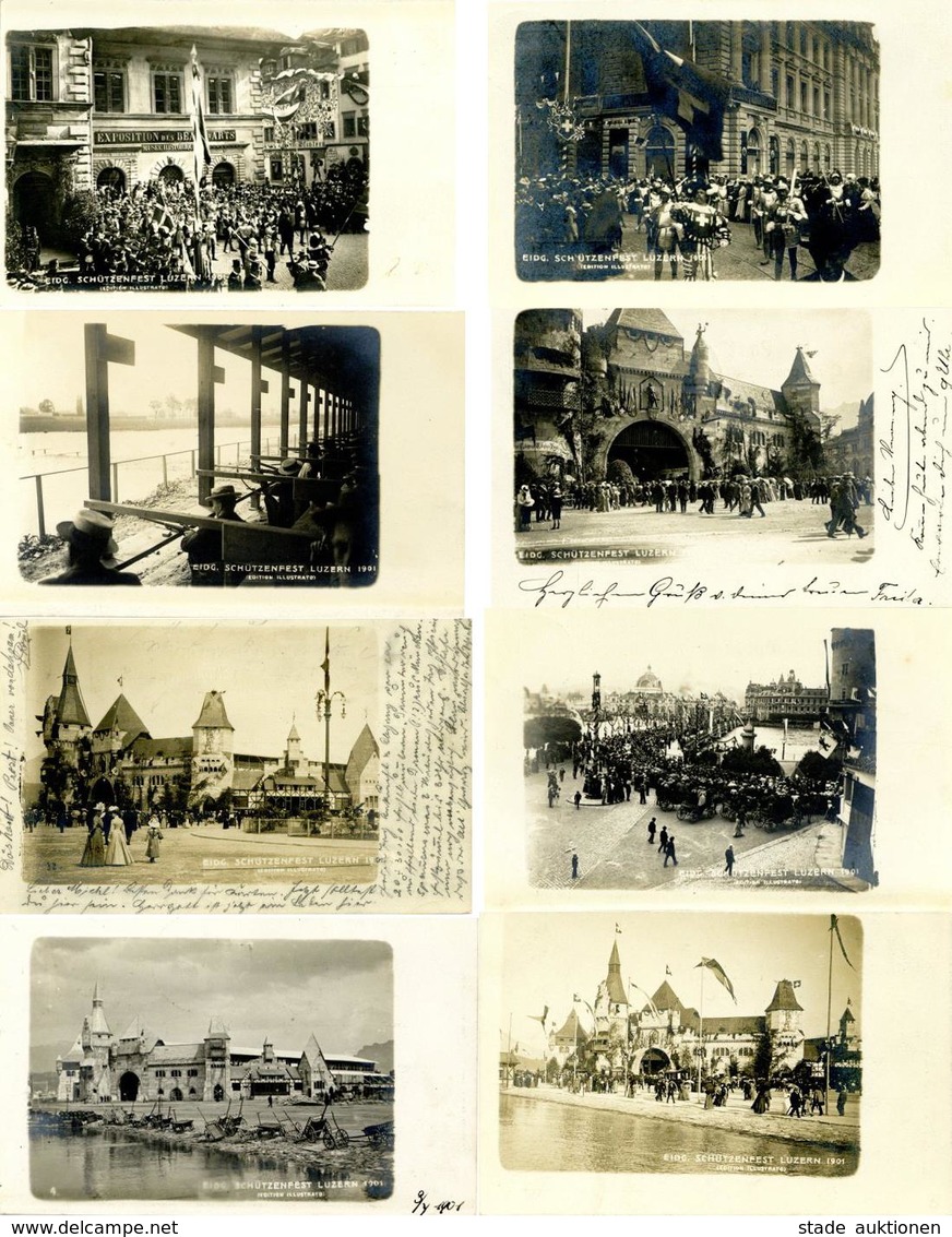 Schützenfest Luzern Schweiz Lot Mit 12 Ansichtskarten 1901 I-II - Waffenschiessen