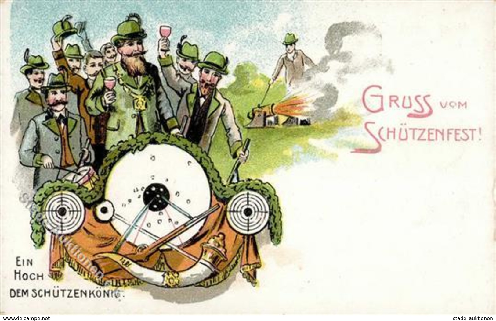 Schützenfest Schützenkönig Lithographie I-II - Tir (Armes)