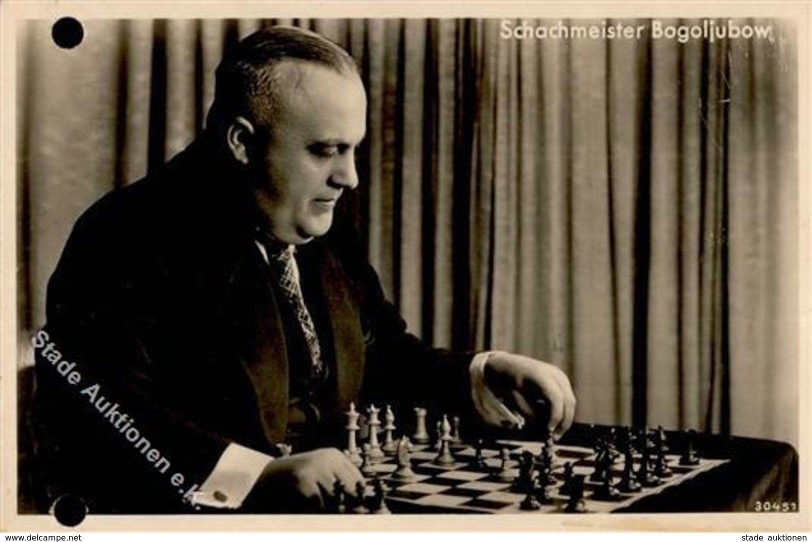 Schach Bogoljubow Schachmeiser Mit Original Unterschrift  Foto AK I-II (Aktenlochung Repariert) - Chess