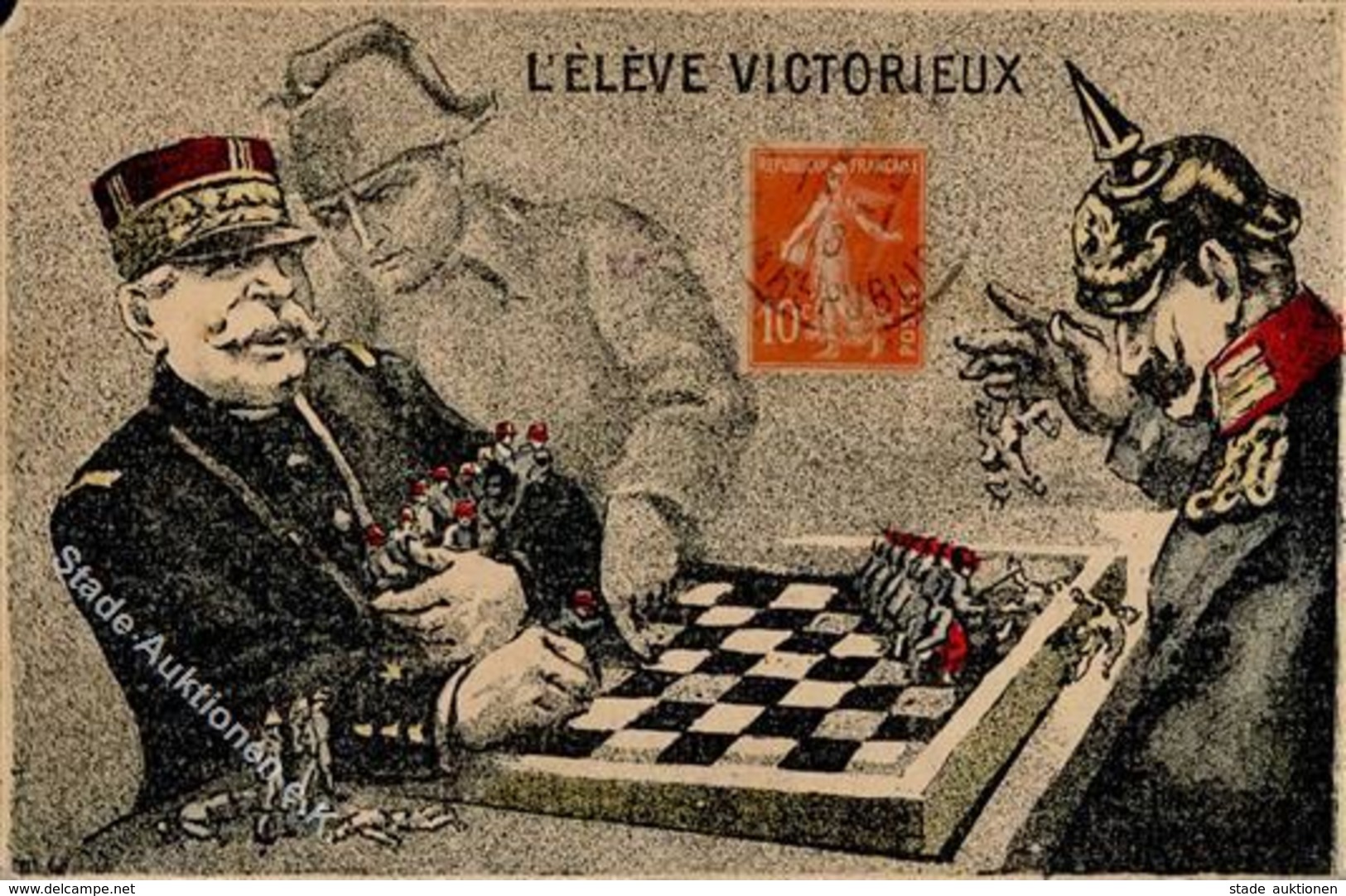 Schach L'eleve Victorieux WK I  Künstlerkarte I-II (Ecke Beschädigt) - Chess