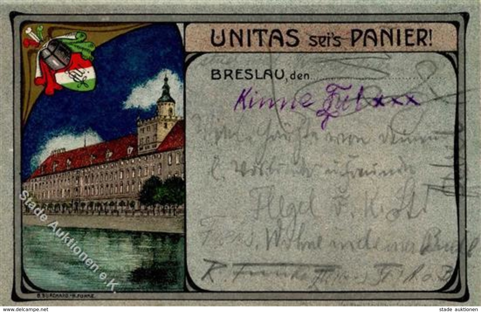 Studentika Breslau Unitas Sei's Panier 1910 I-II - Ohne Zuordnung