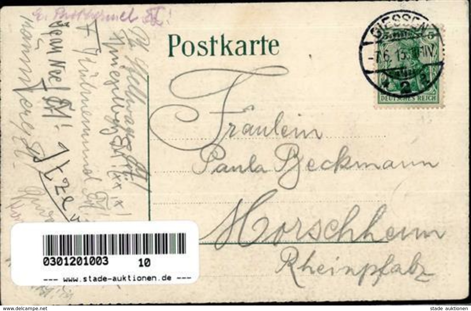 Studentika Gießen (6300) Athematisch Naturwissenschaftlicher Verein 1913 I-II (fleckig) - Ohne Zuordnung