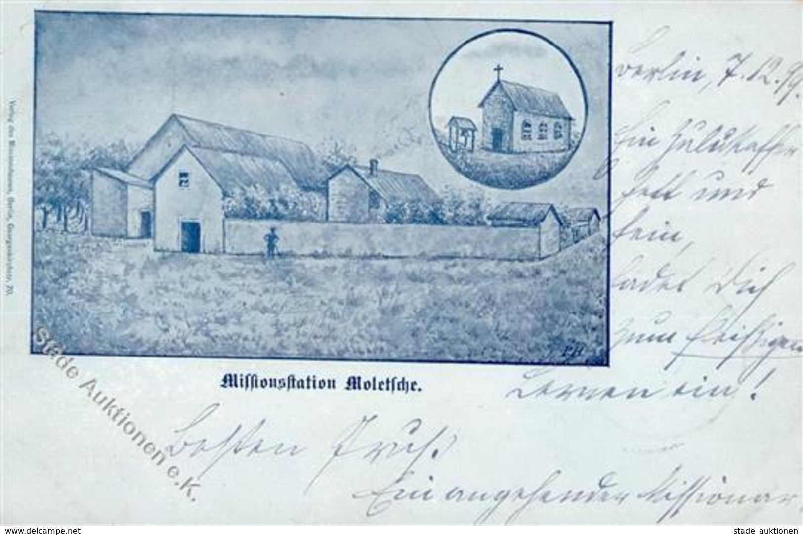 Berlin (1000) Missionsstation Moletsche Kapelle 1899 I-II (Ecken Abgestoßen, Marke Teilweise Entf) - Kamerun