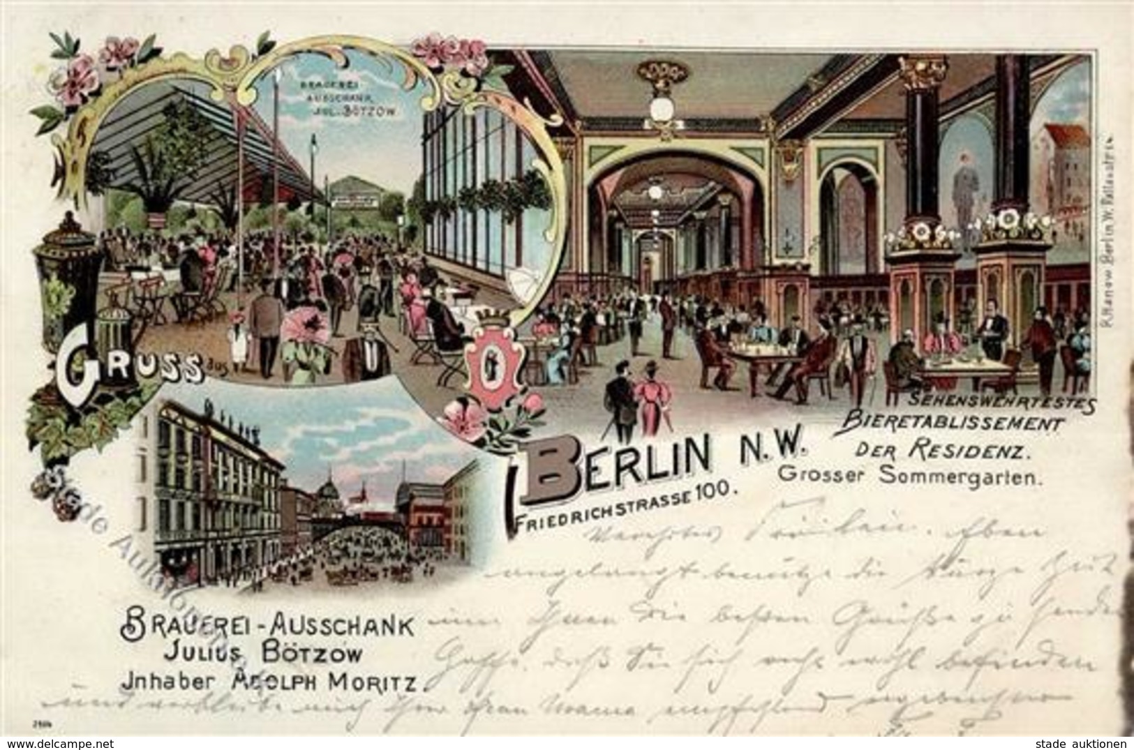 Berlin Mitte (1000) Brauerei Julius Bötzow Friedrichstraße 100 Lithographie 1899 I-II (Ecken Abgestoßen) - Cameroon