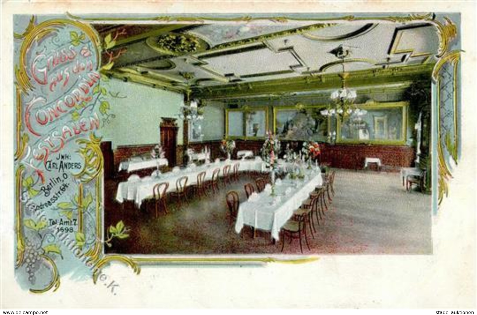 Berlin Mitte (1000) Gasthaus Concordia Festsäle Andreasstr. 64 1906 II- (Repariert, Ecken Abgest.) - Cameroon