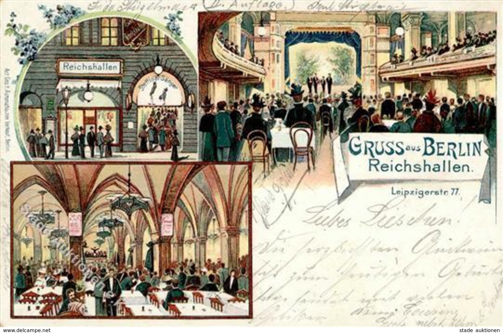 Berlin Mitte (1000) Gasthaus Reichshallen Leipziger Str. 77 Lithographie 1900 II (Stauchung) - Kamerun