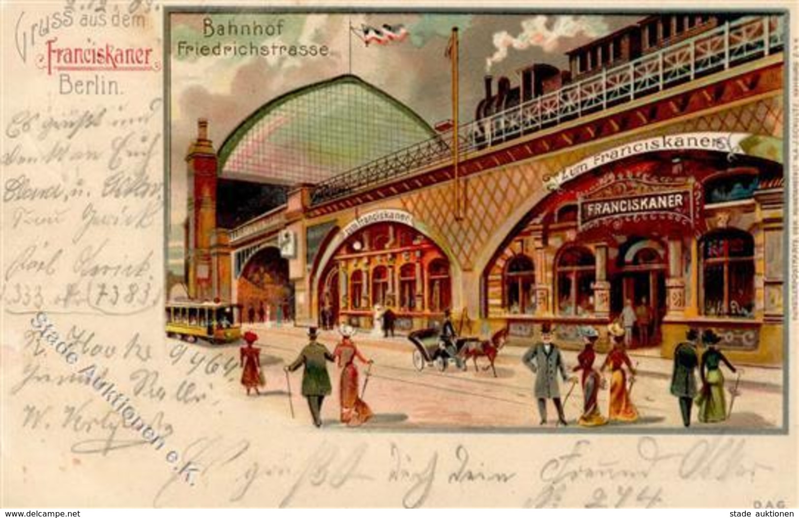 Berlin Mitte (1000) Gasthaus Zum Franziskaner Straßenbahn Eisenbahn Friedrichstraße 1903 I-II Chemin De Fer - Kamerun