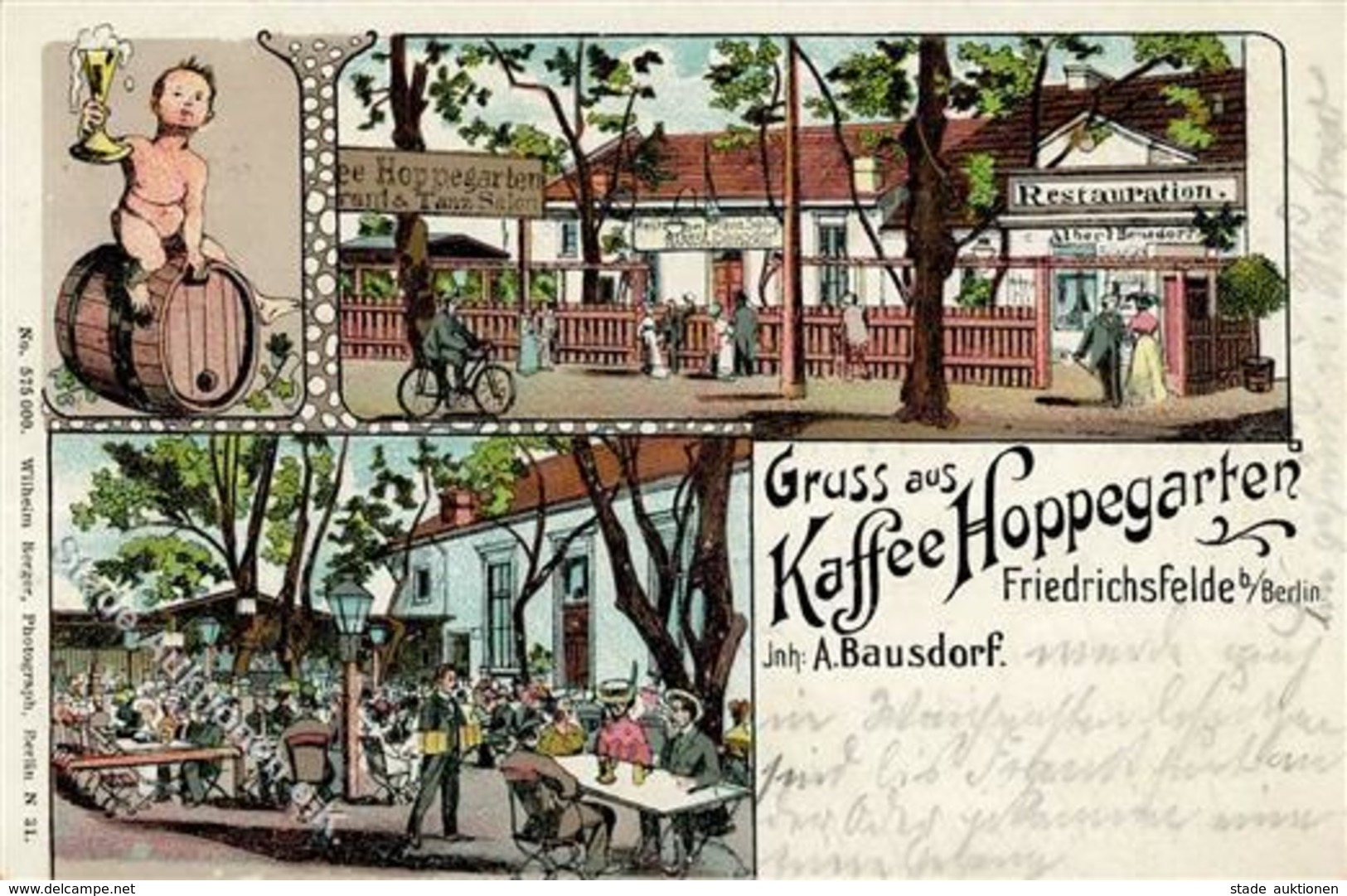 Friedrichsfelde (1000) Gasthaus Cafe Hoppegarten A. Bausdorf  1908 I-II (Ecken Abgestoßen) - Kamerun