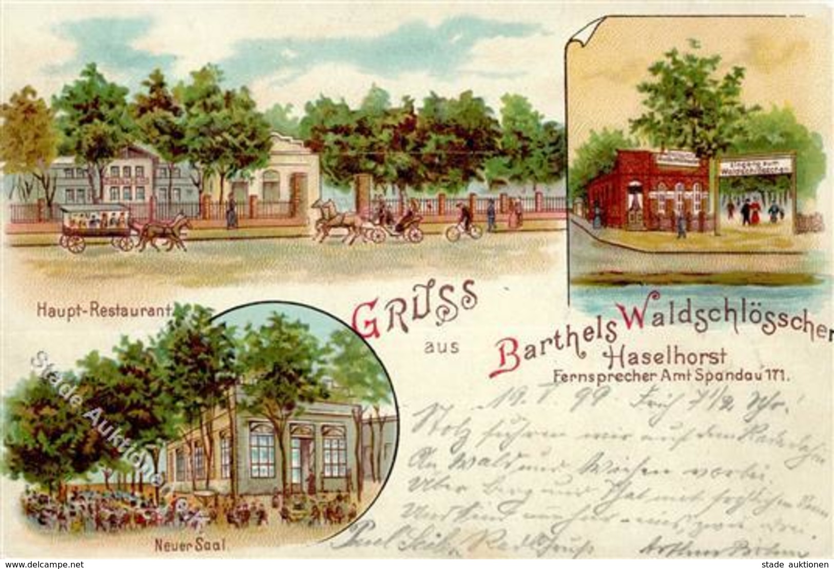 Haselhorst (1000) Gasthaus Barthels Waldschlösschen  Lithographie 1899 I-II (Ecken Abgestoßen) - Kamerun