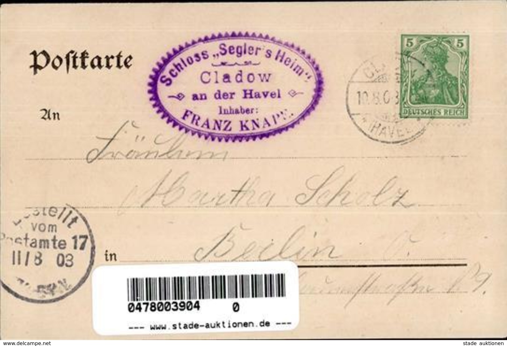 Kladow (1000) Gasthaus Helgoland Insel Schwanenwerder Schloss Seglers Heim Lithographie 1903 I-II - Kamerun