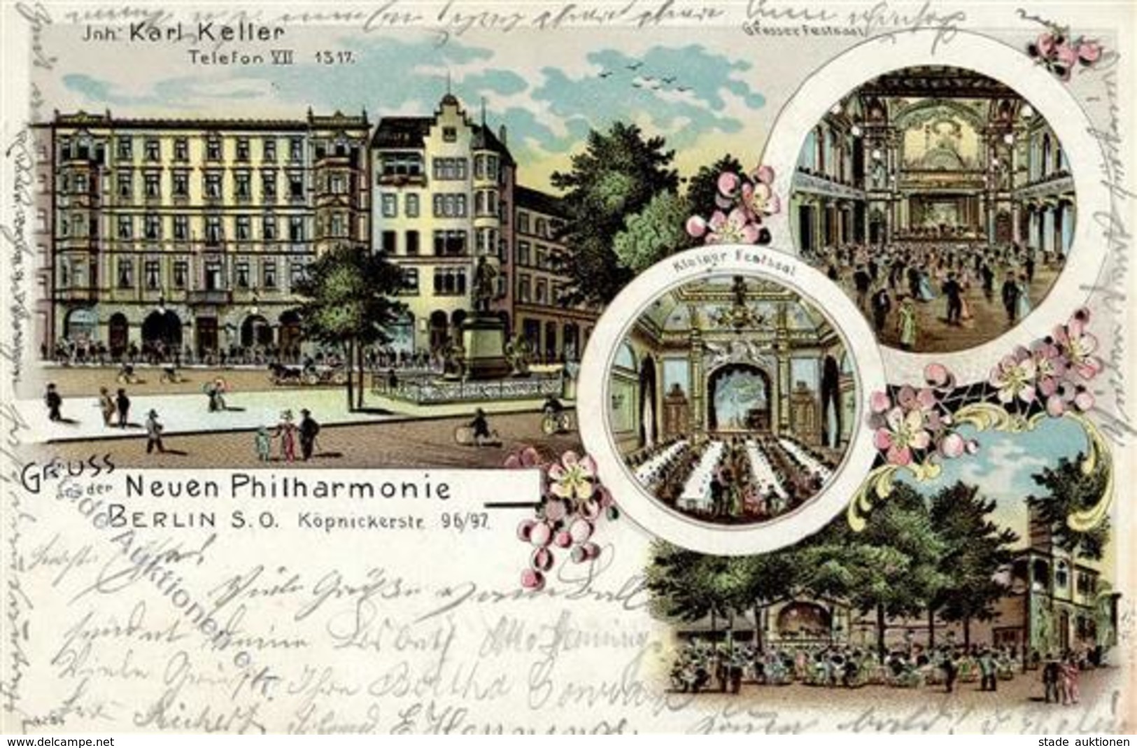 Kreuzberg (1000) Gasthaus Neue Philharmonie Karl Keller Köpenicker Str. 96 Lithographie 1901 I-II (Ecken Abgestoßen) - Cameroon