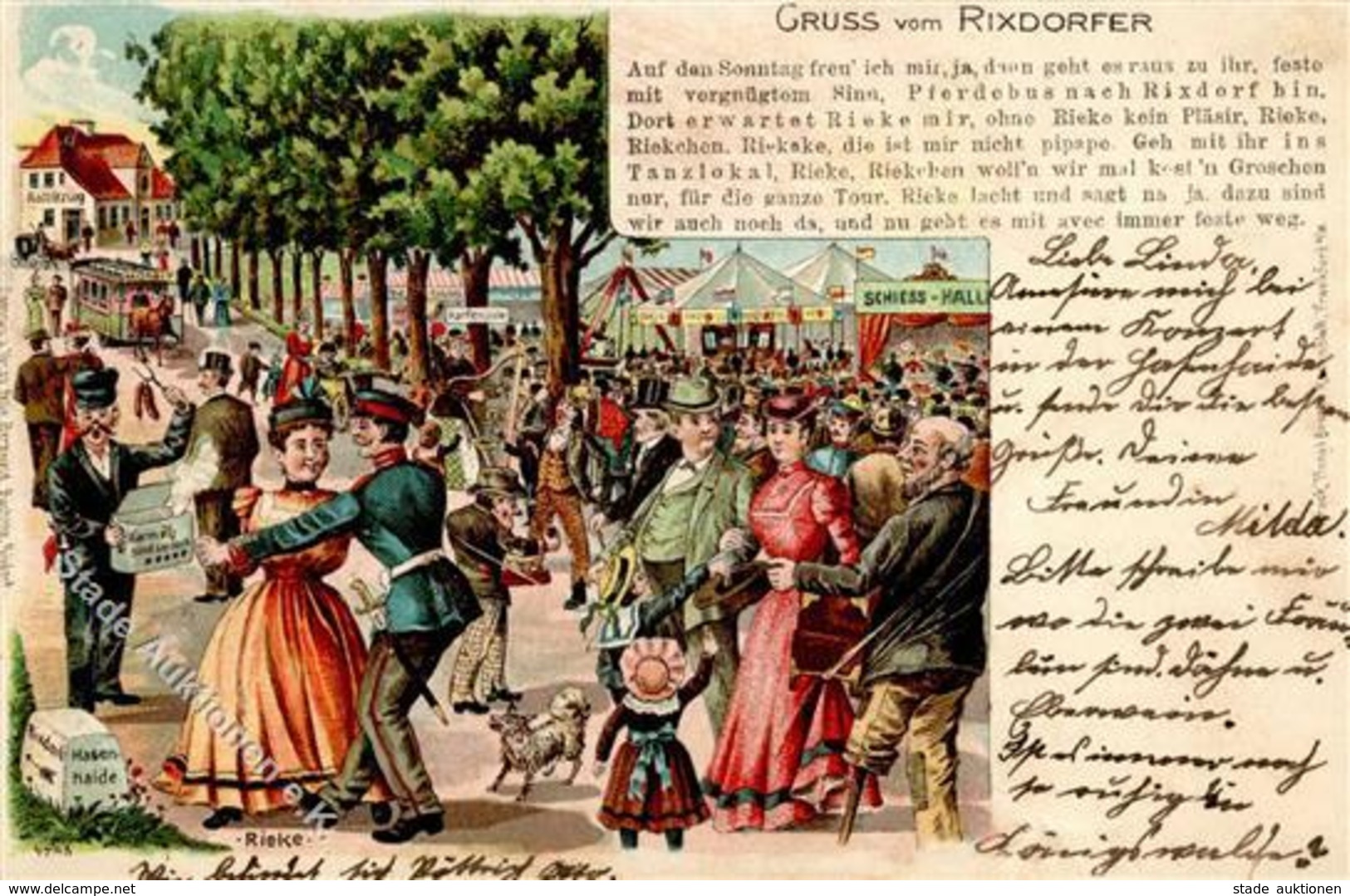 Rixdorf (1000) Gasthaus Rollkrug Pferdestraßenbahn Hasenhaide 1900 I-II - Cameroun