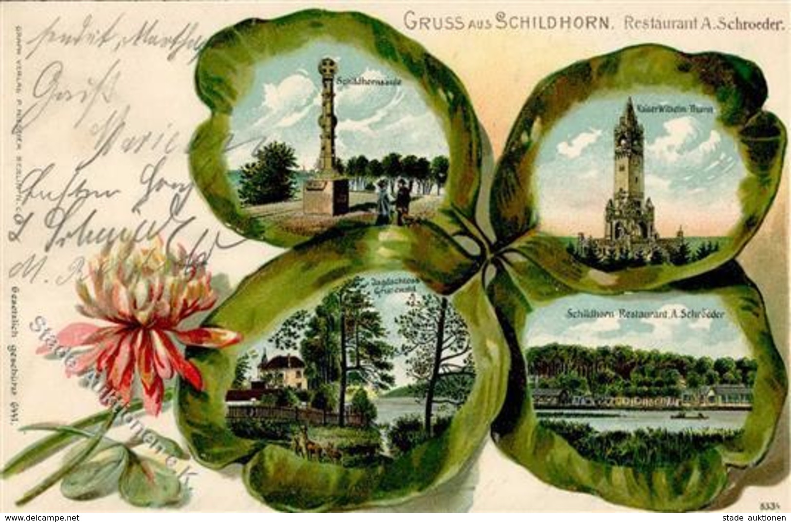 Schildhorn (1000) Denkmal Schildhornsäule Gasthaus A. Schröder Kaiser-Wilhelm-Turm Prägedruck 1904 I-II - Kamerun