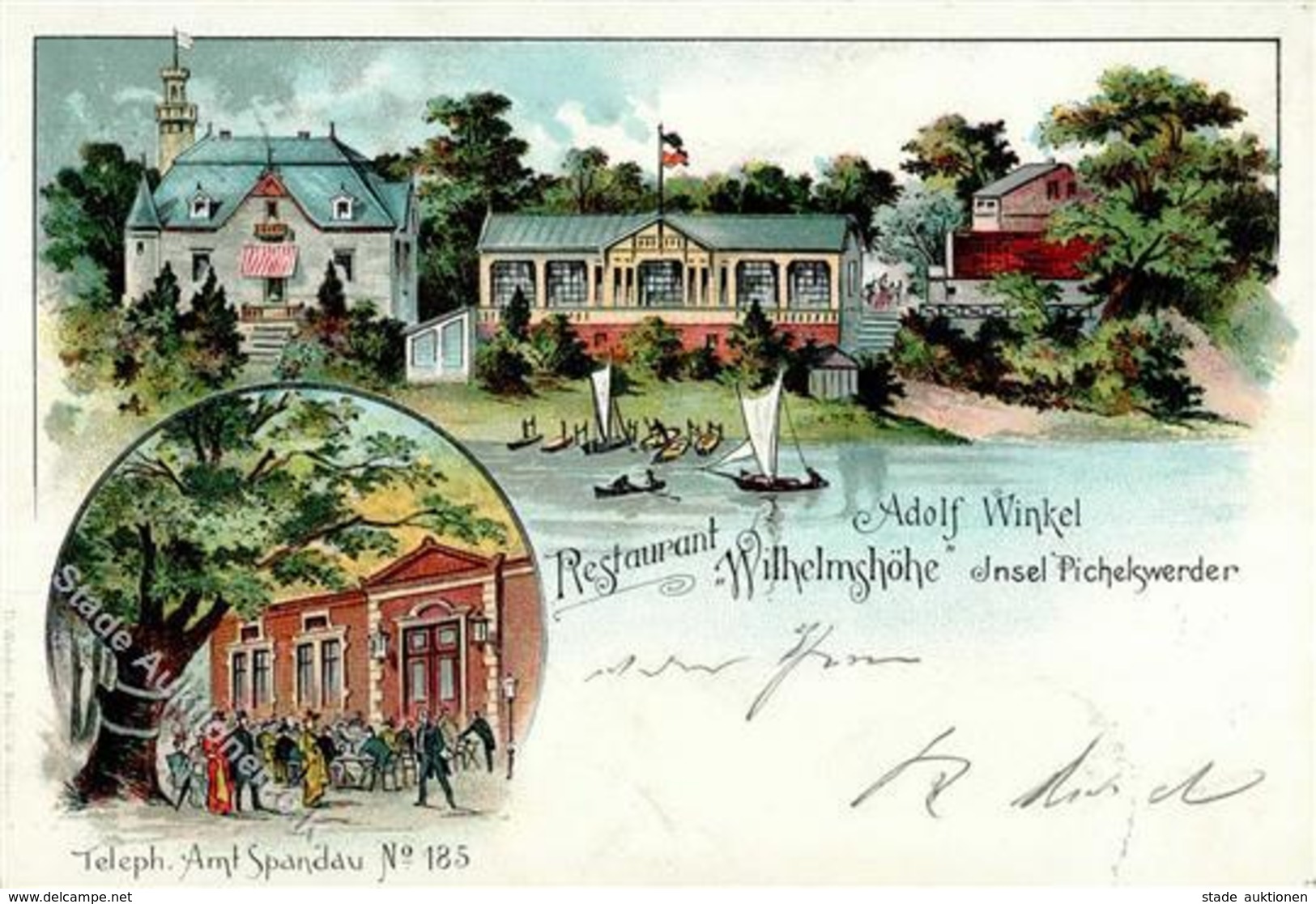 Spandau (1000) Gasthaus Wilhelmshöhe Pichelswerder Adolf Winkel  Lithographie 1898 I-II (Ecken Abgestoßen) - Kamerun