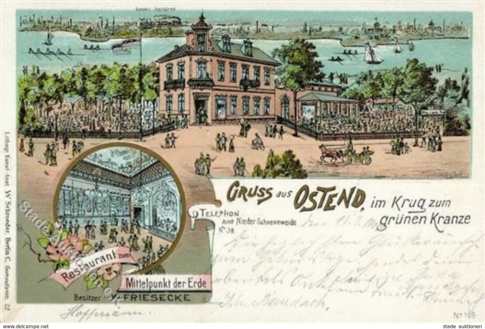 Steglitz (1000) Gasthaus Im Krug Zum Grünen Kranze Gasthaus Mittelpunkt Der Erde  1900 I-II - Cameroon