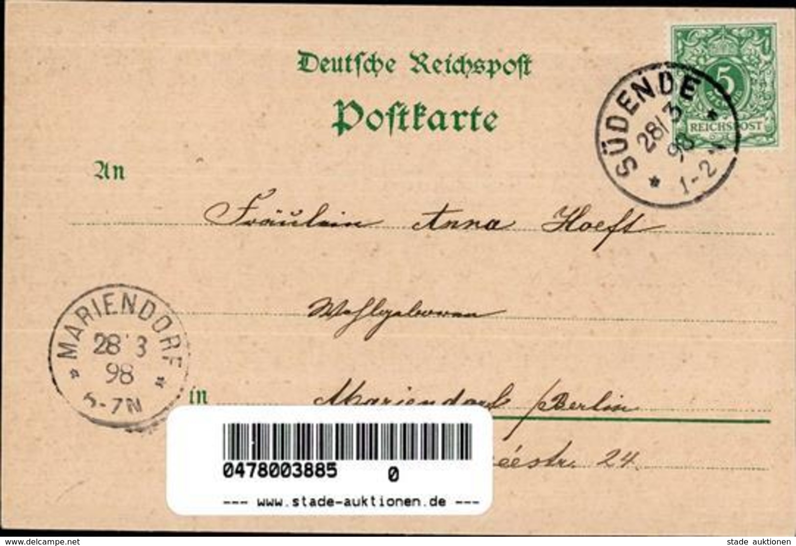 Steglitz (1000) Gasthaus Schloss Marienhöhe Bahnhof Eisenbahn Südende Lithographie 1898 I- Chemin De Fer - Cameroon
