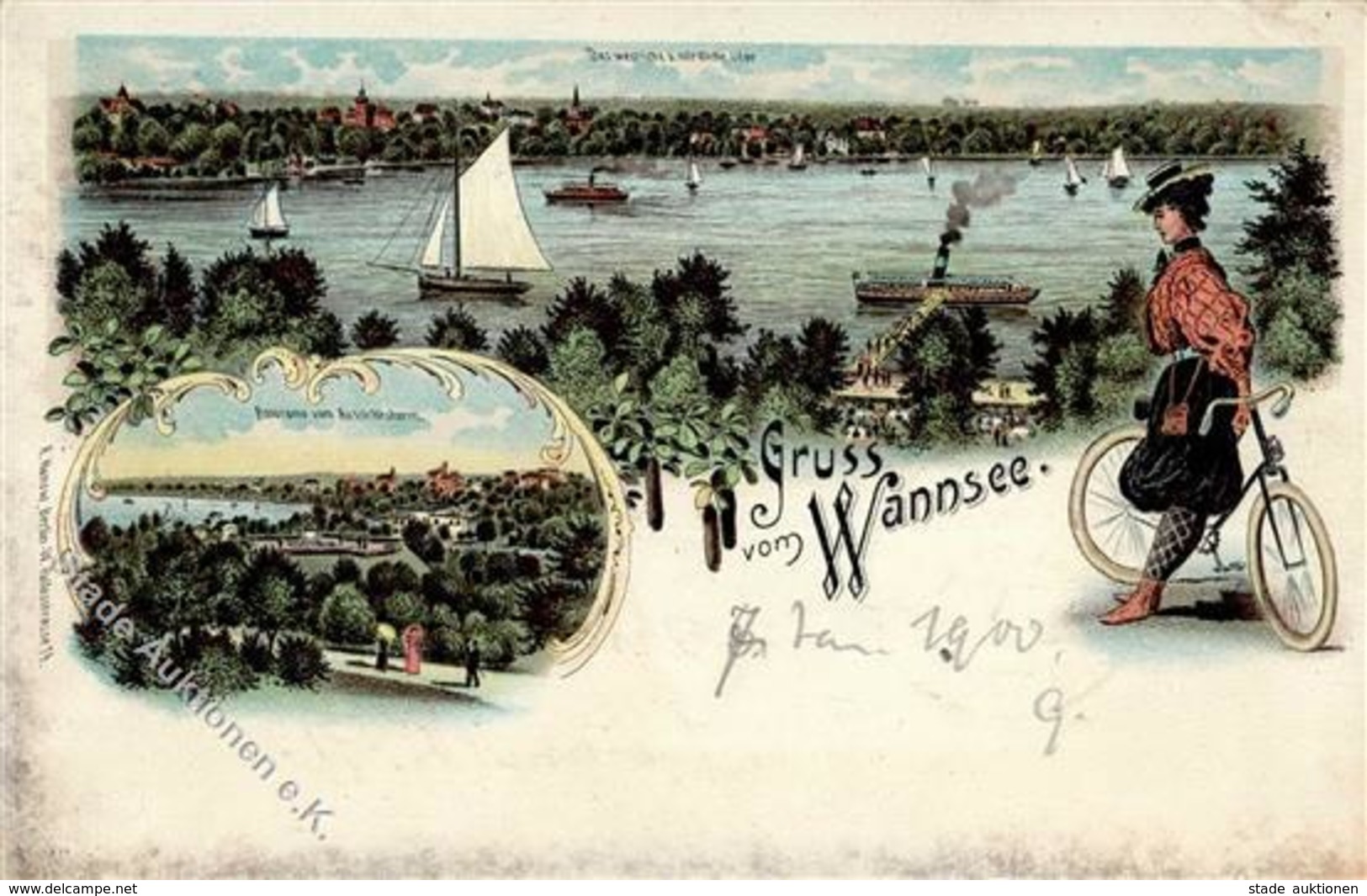 Wannsee (1000) Gruss Vom Wannsee Fahrrad Lithographie 1900 I-II Cycles Montagnes - Cameroon