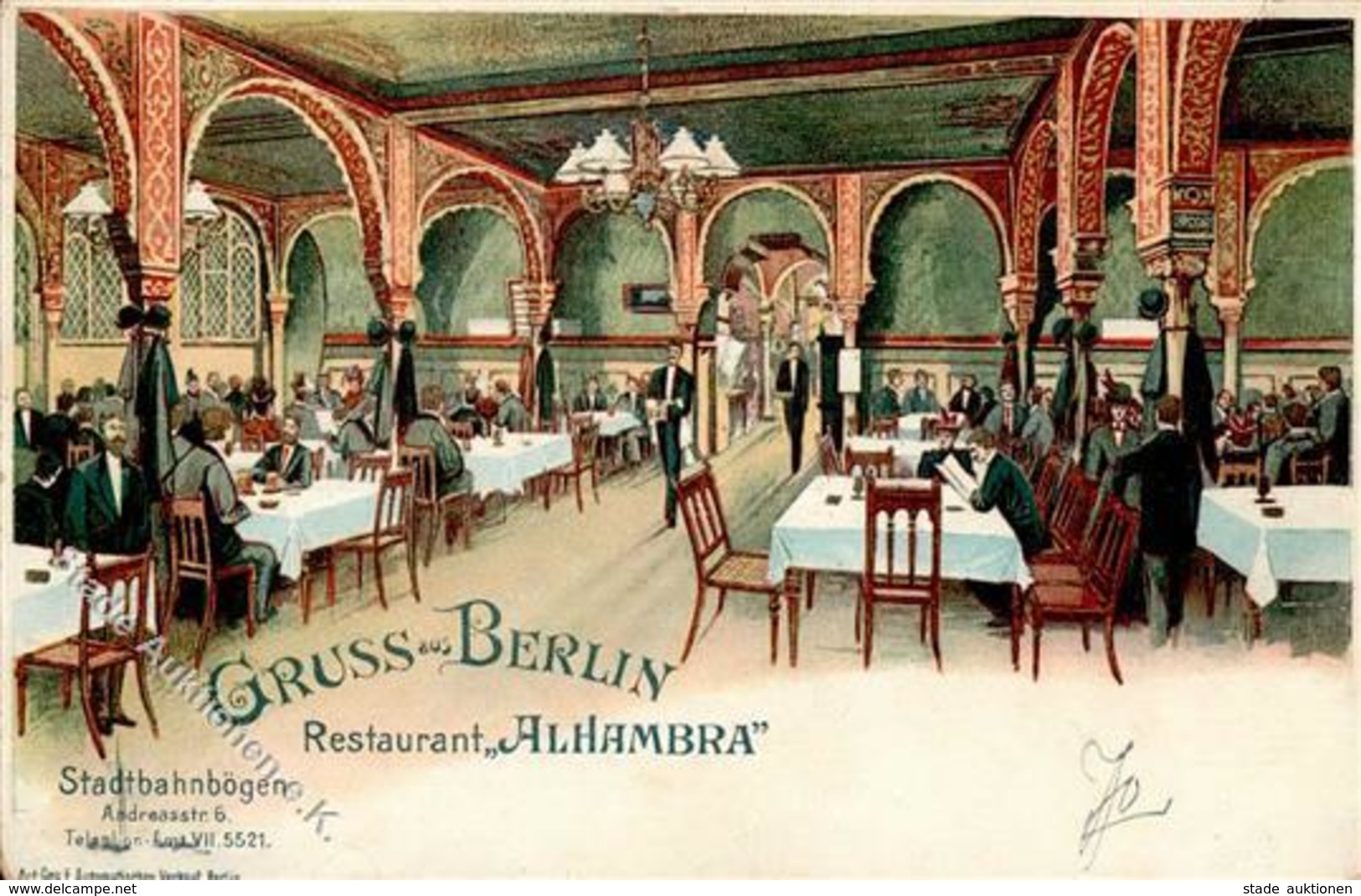 Friedrichshain (O1020) Gasthaus Alhambra Andreasstraße 6 Stadtbahnbögen 1907 I-II (Ecken Abgestoßen) - Kamerun