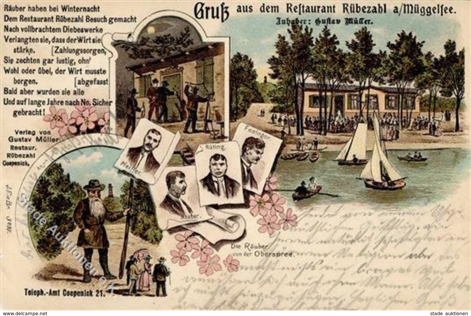 Köpenick (O1199) Gasthaus Rübezahl Müggelsee Räuber Von Der Oberspree Lithographie 1905 I-II - Kamerun