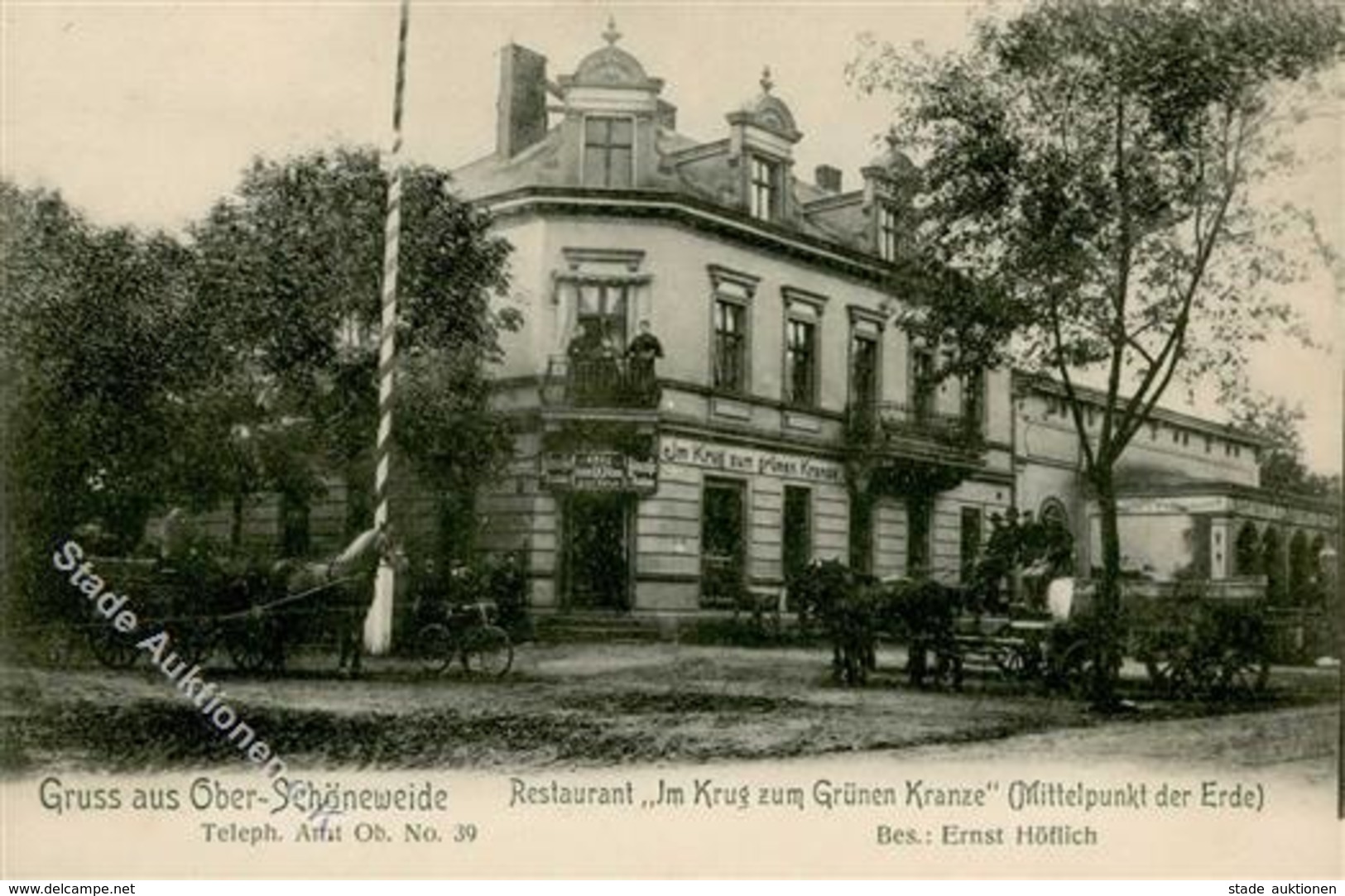 Oberschöneweide (O1160) Gasthaus Im Krug Zum Grünen Kranze E. Höflich  I-II (RS Fleckig) - Kamerun