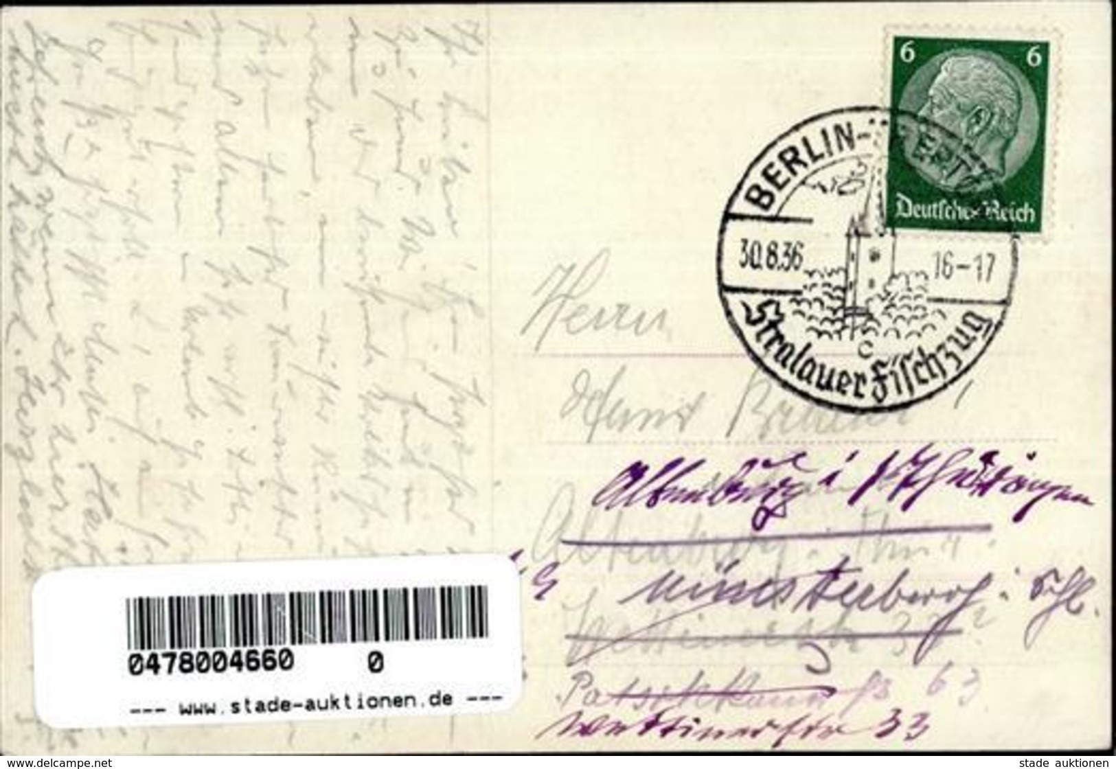 Treptow (O1193) Stralauer Fischzug 30.08.1936  Sonderstempel I-II - Kamerun