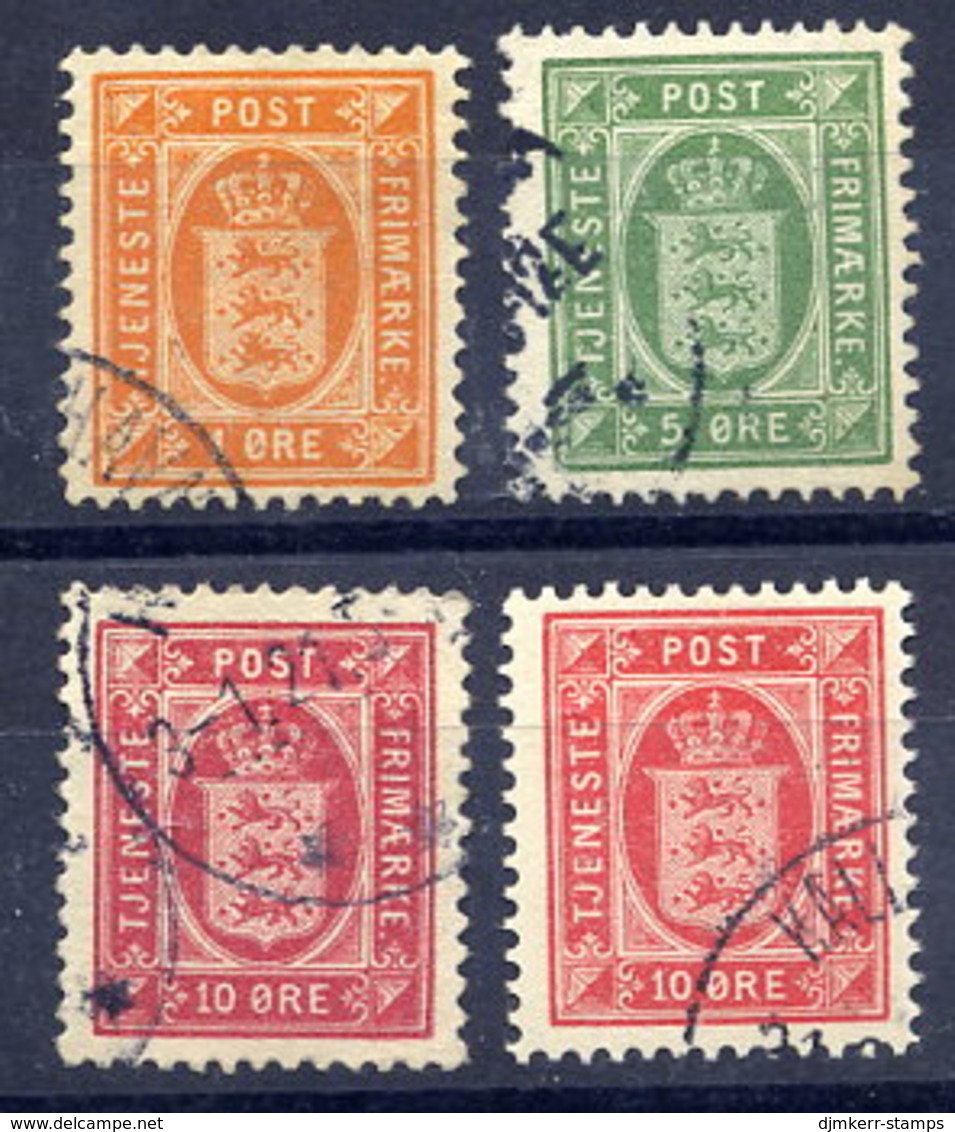 DENMARK 1902 Official Set Of 3 Plus 10 Øre Shade (1911), Used.  Michel 8-10a+b - Dienstzegels