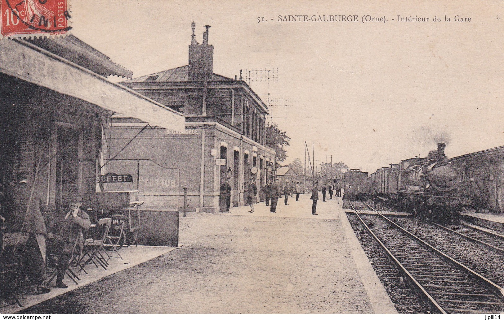 SAINTE GAUBURGE INTERIEUR DE LA GARE ANIMATION TRAIN LOCOMOTIVE - Autres & Non Classés