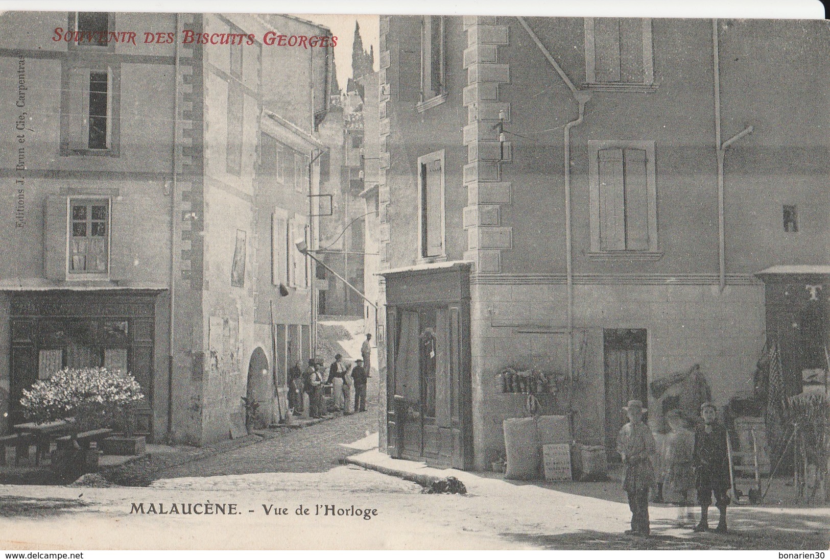 CPA 84 MALAUCENE  VUE DE L'HORLOGE   ANIMEE PUB BISCUIT GEORGES - Malaucene